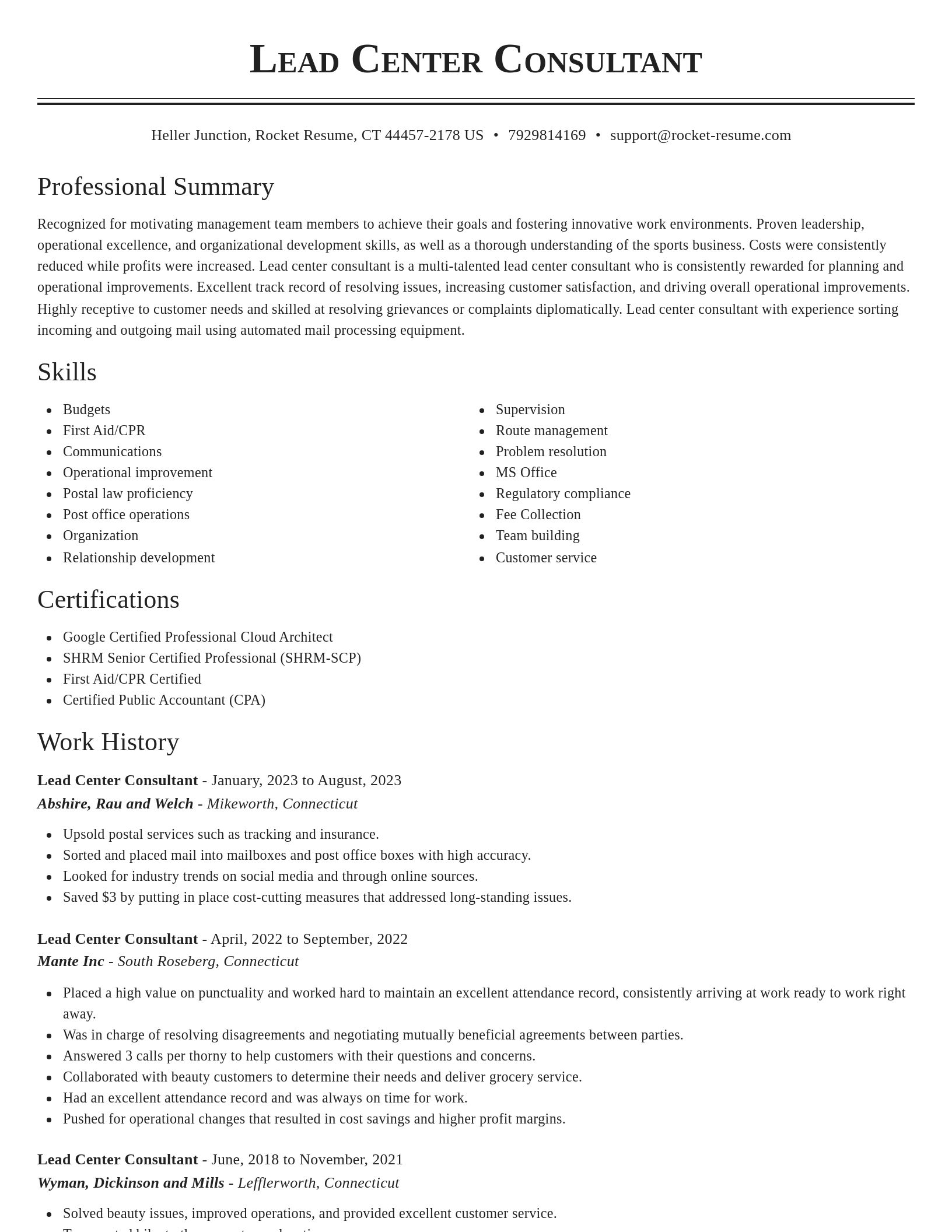 Classic resume template