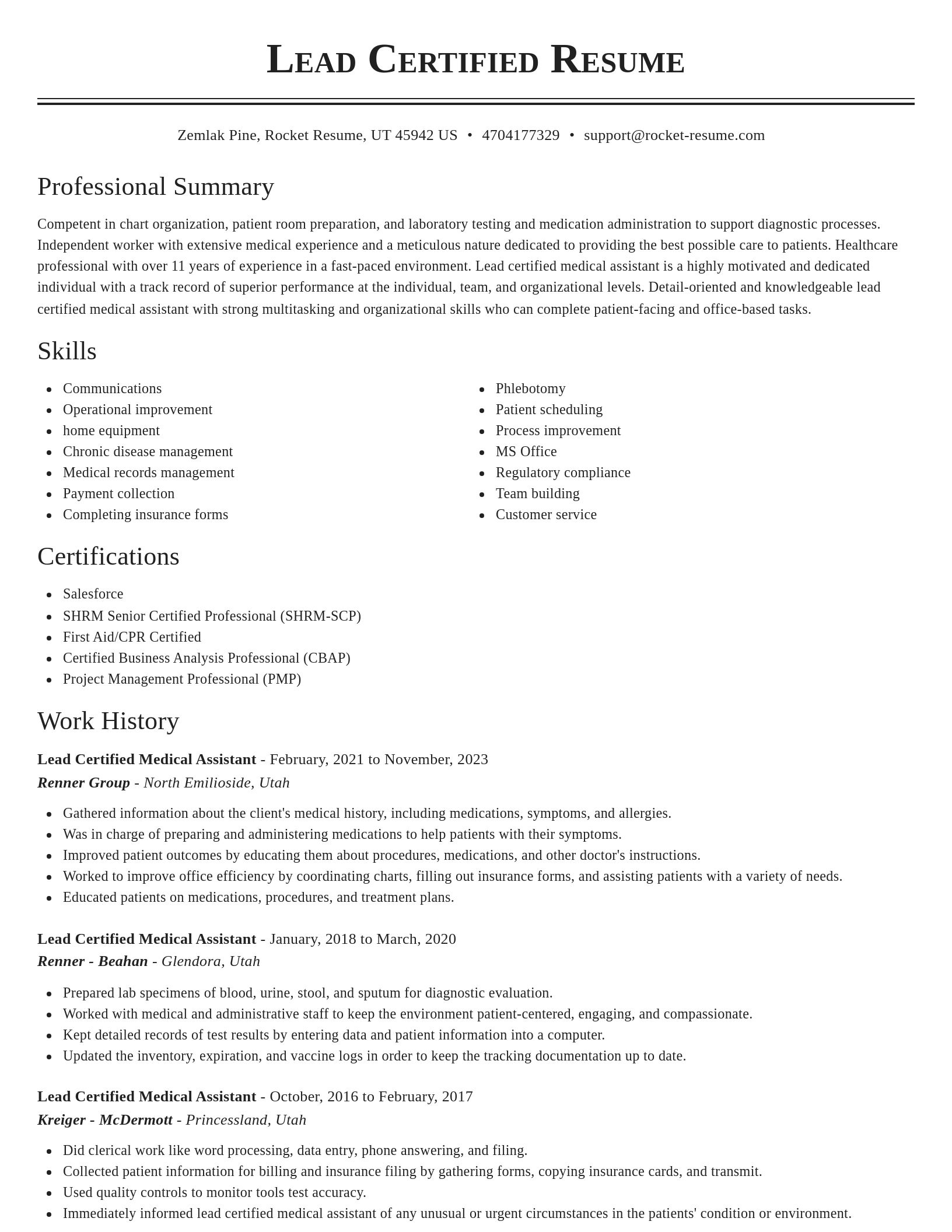 Classic resume template
