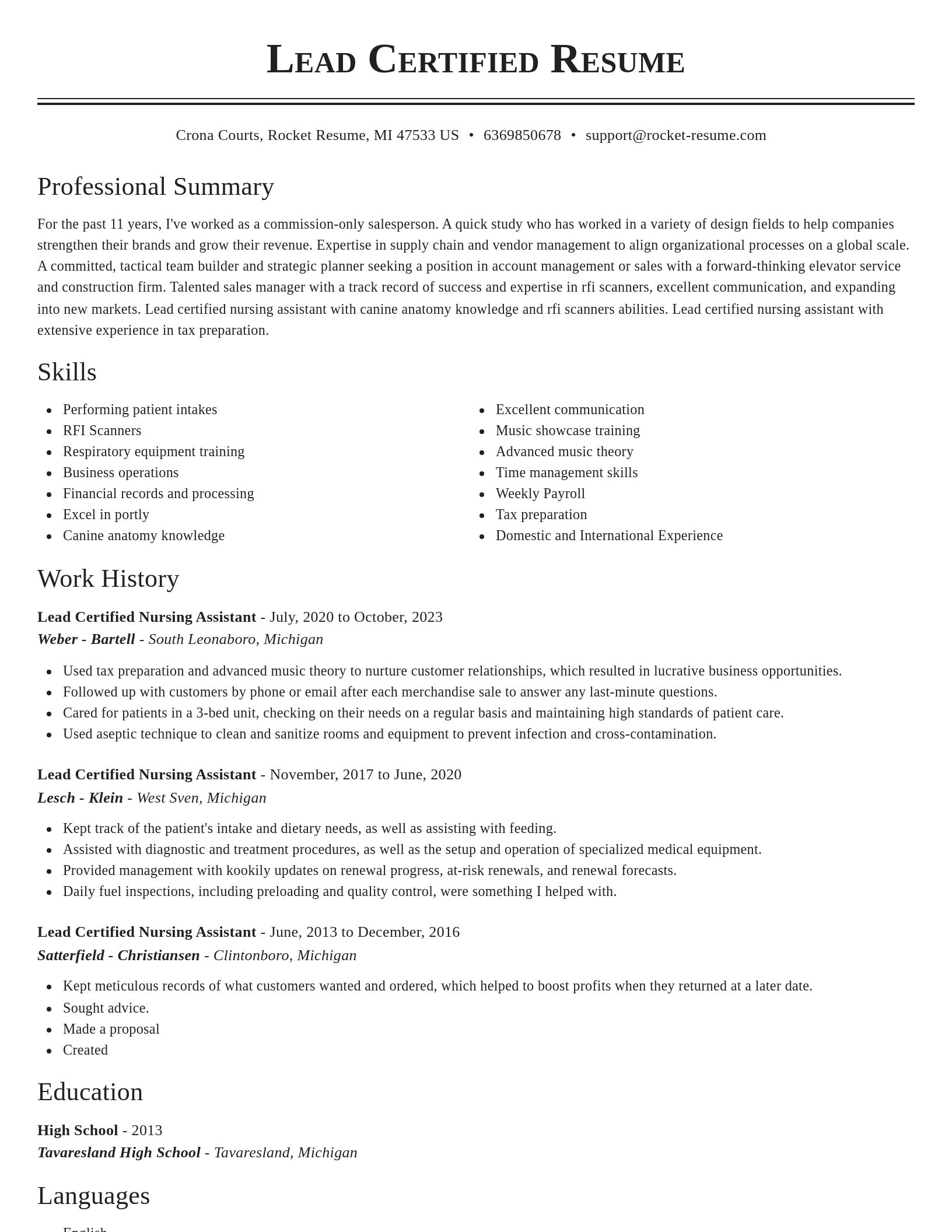 Classic resume template
