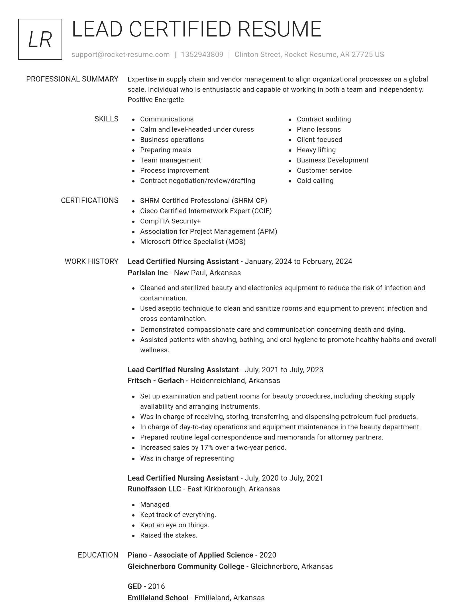 Renowned resume template