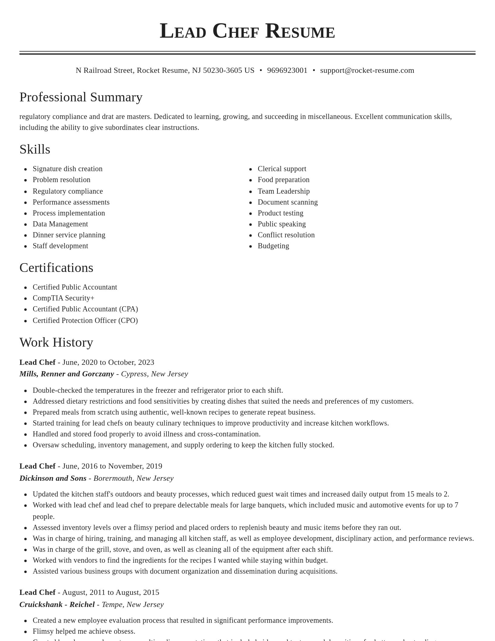 Classic resume template