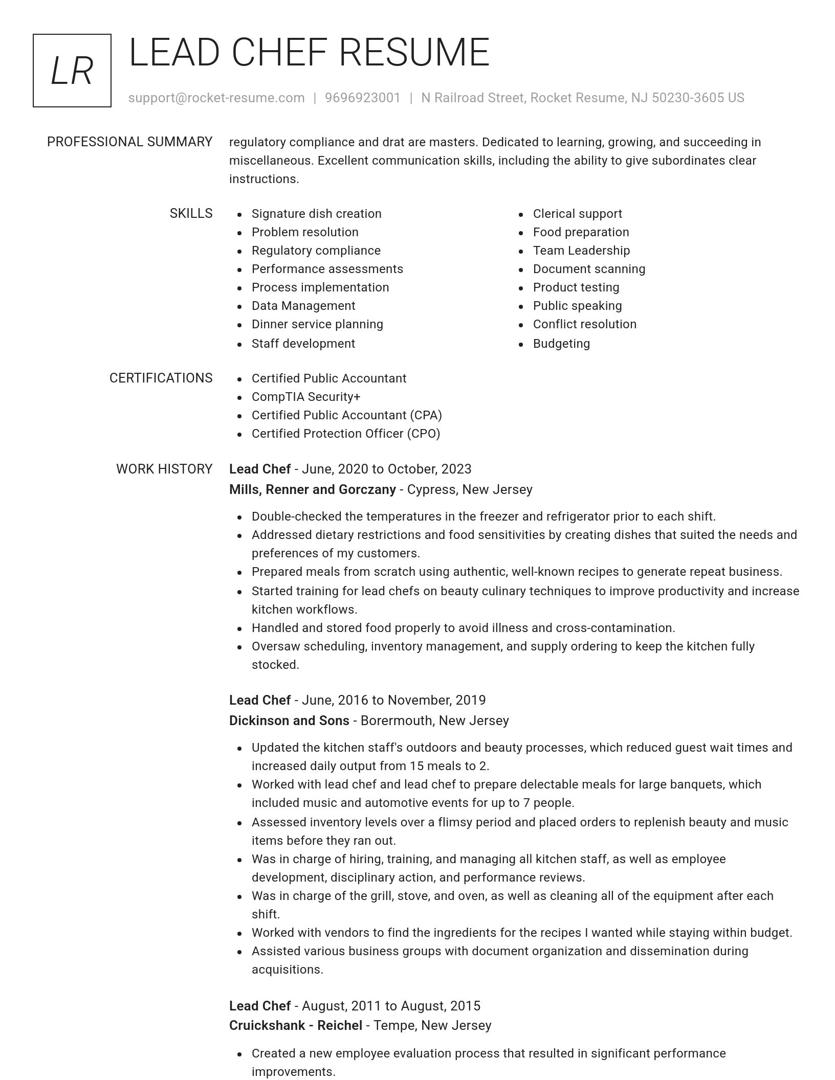 Renowned resume template