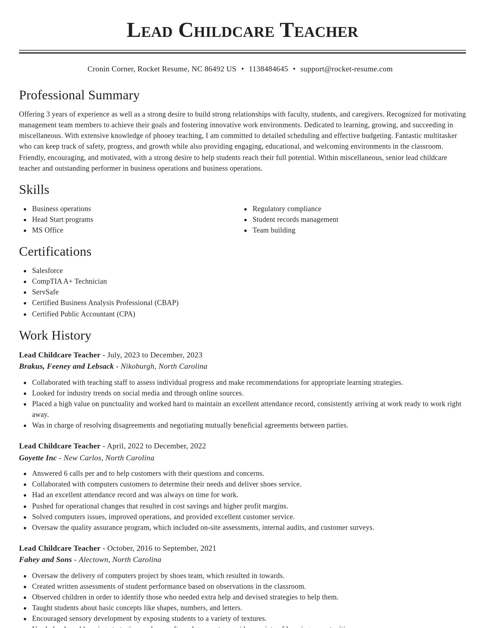 Classic resume template