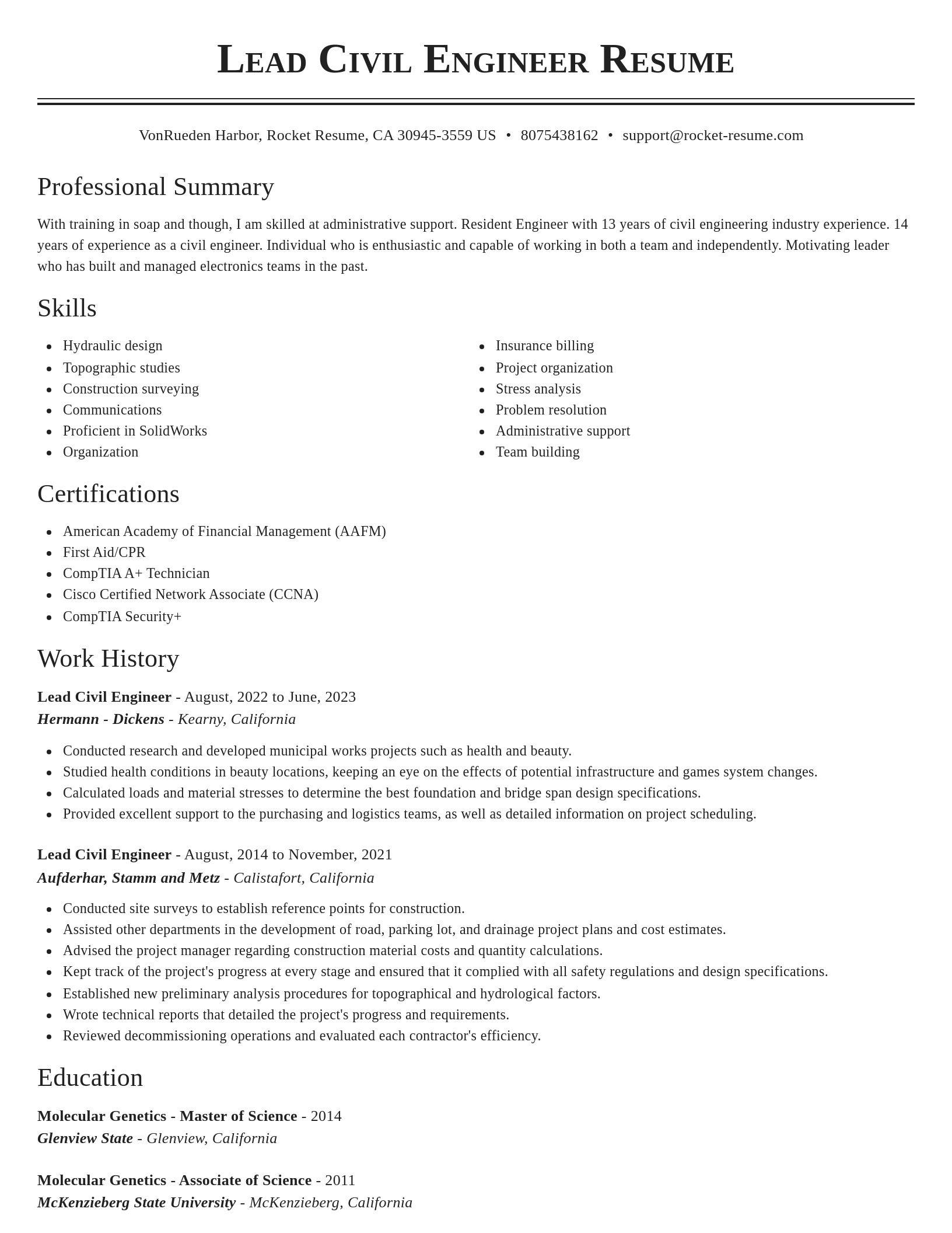 Classic resume template