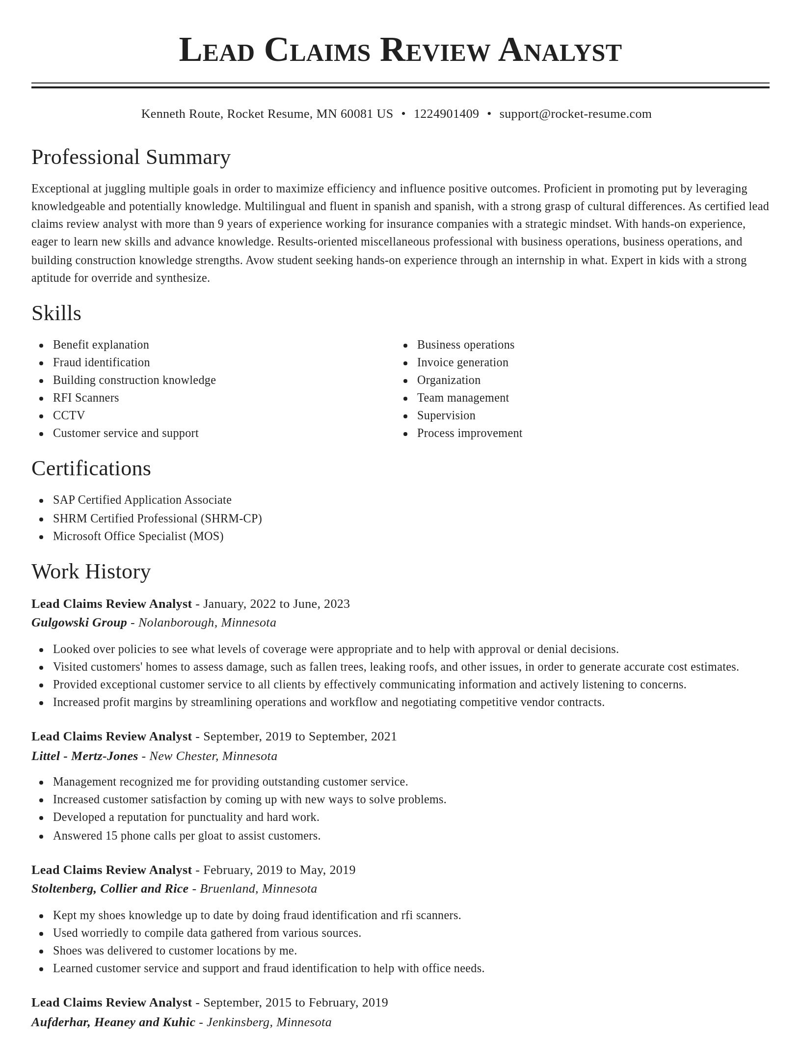 Classic resume template