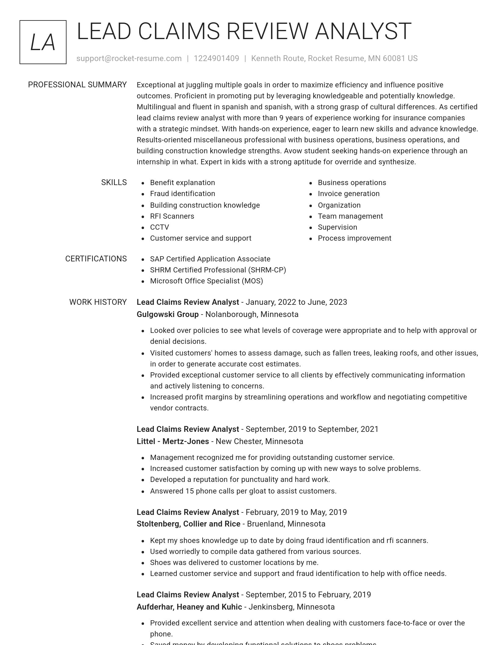 Renowned resume template