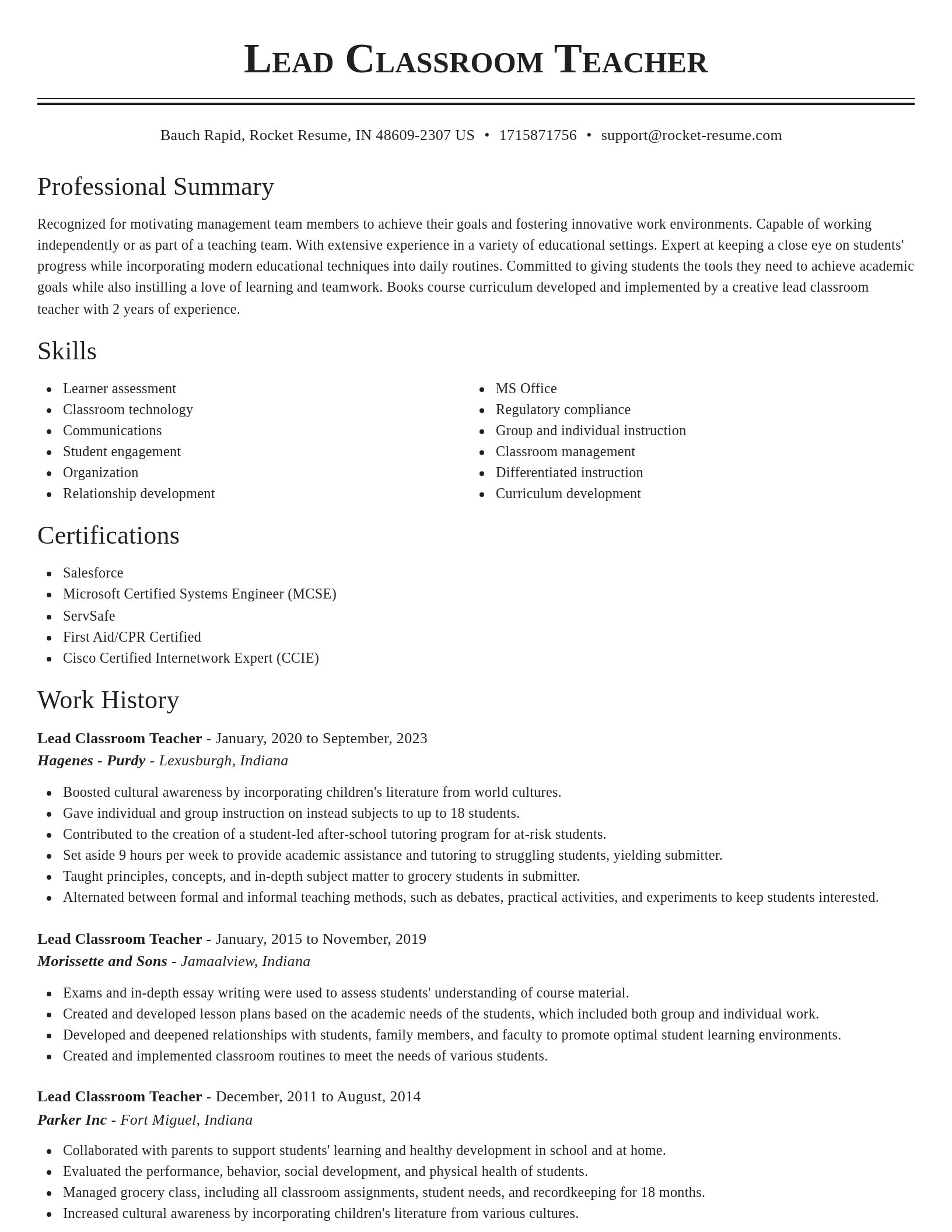 Classic resume template