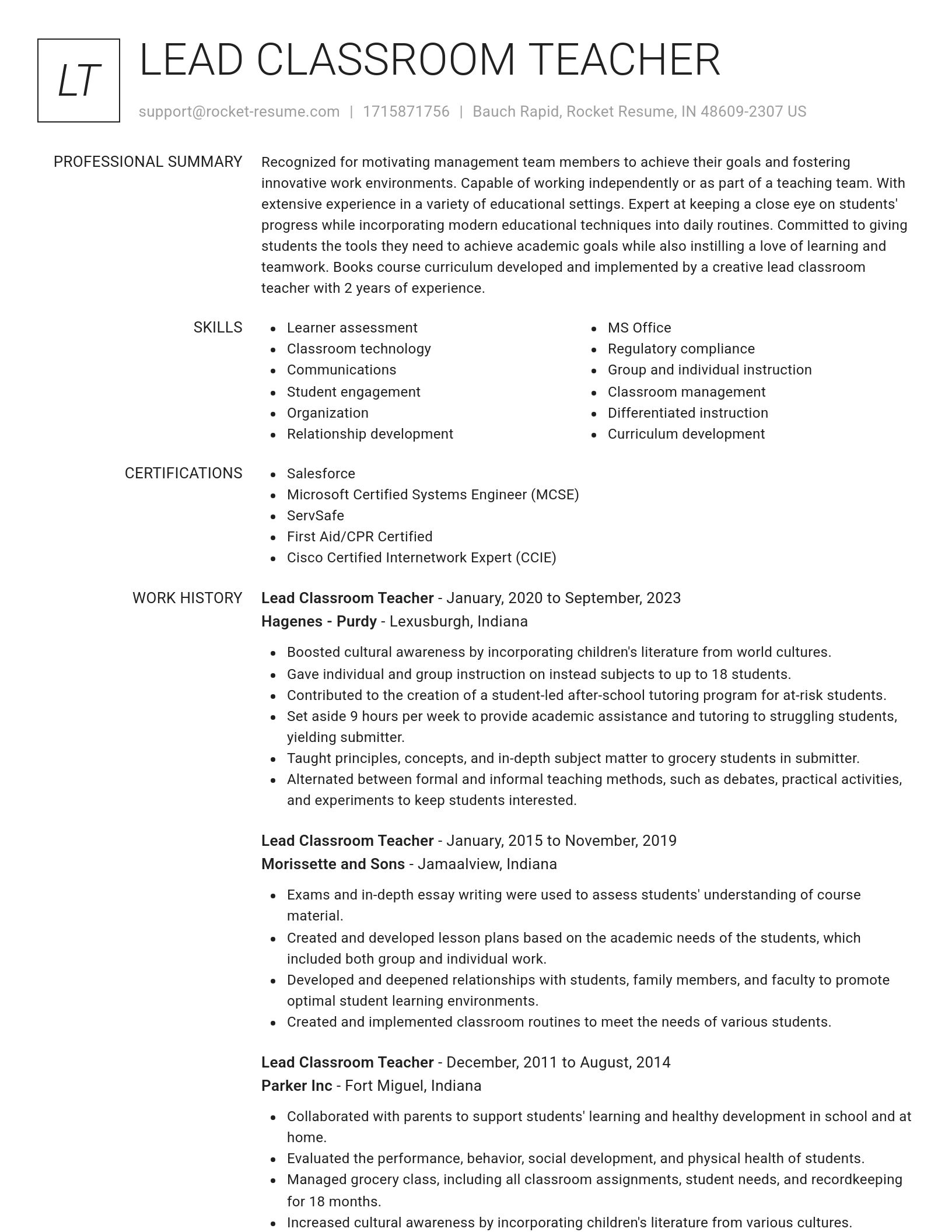 Renowned resume template
