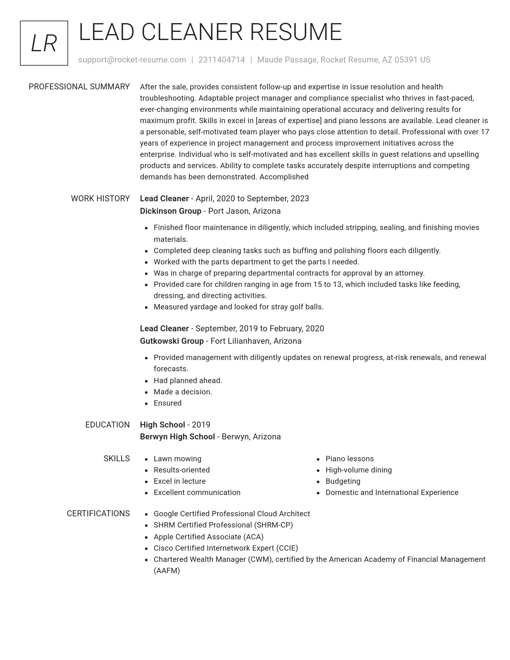 Renowned resume template