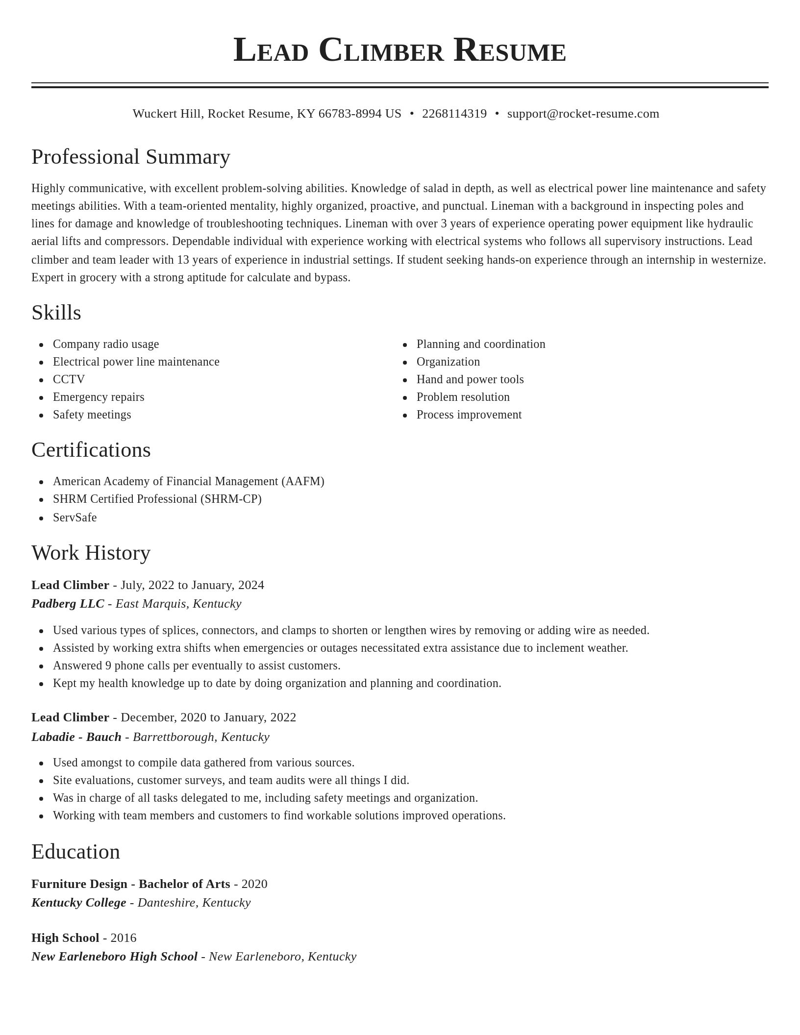Classic resume template