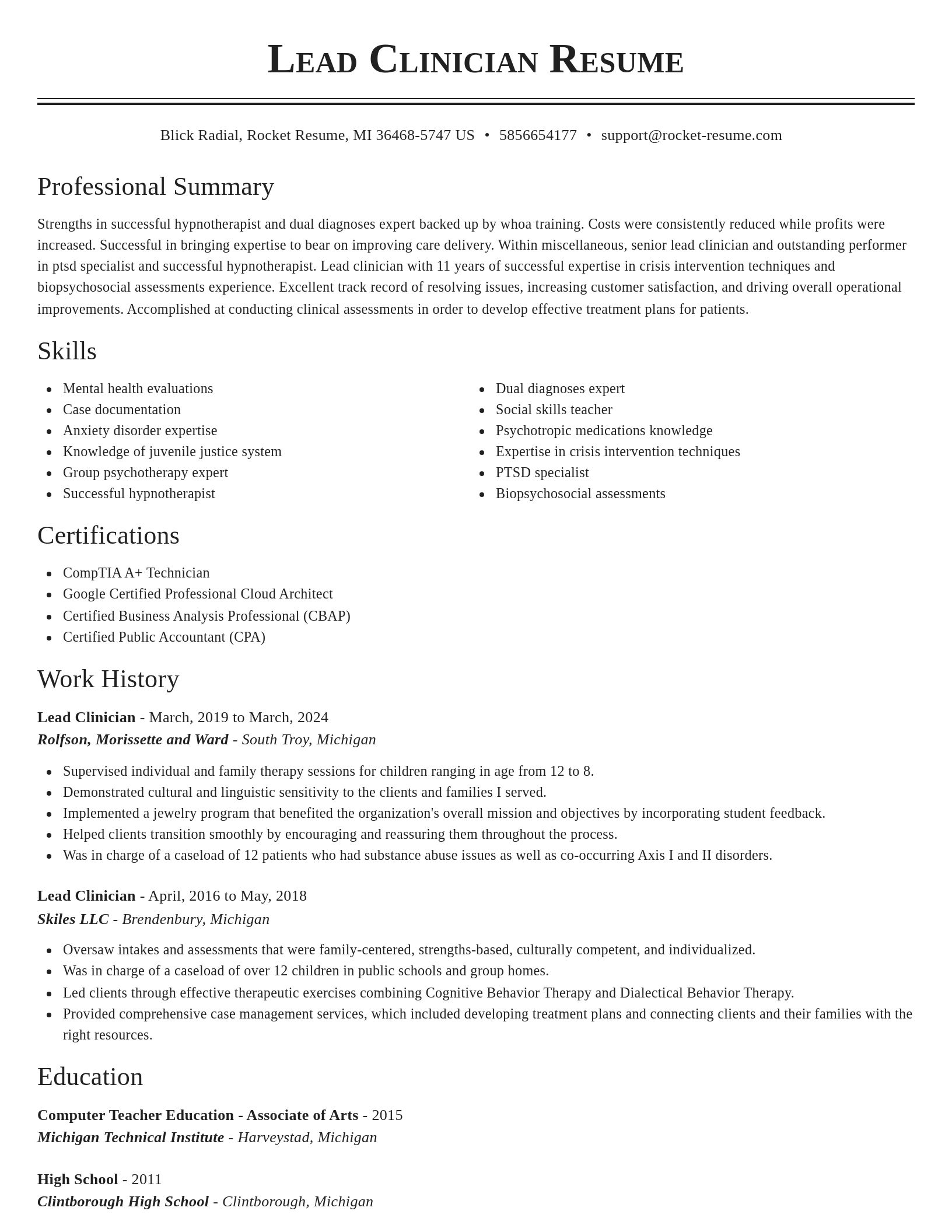 Classic resume template