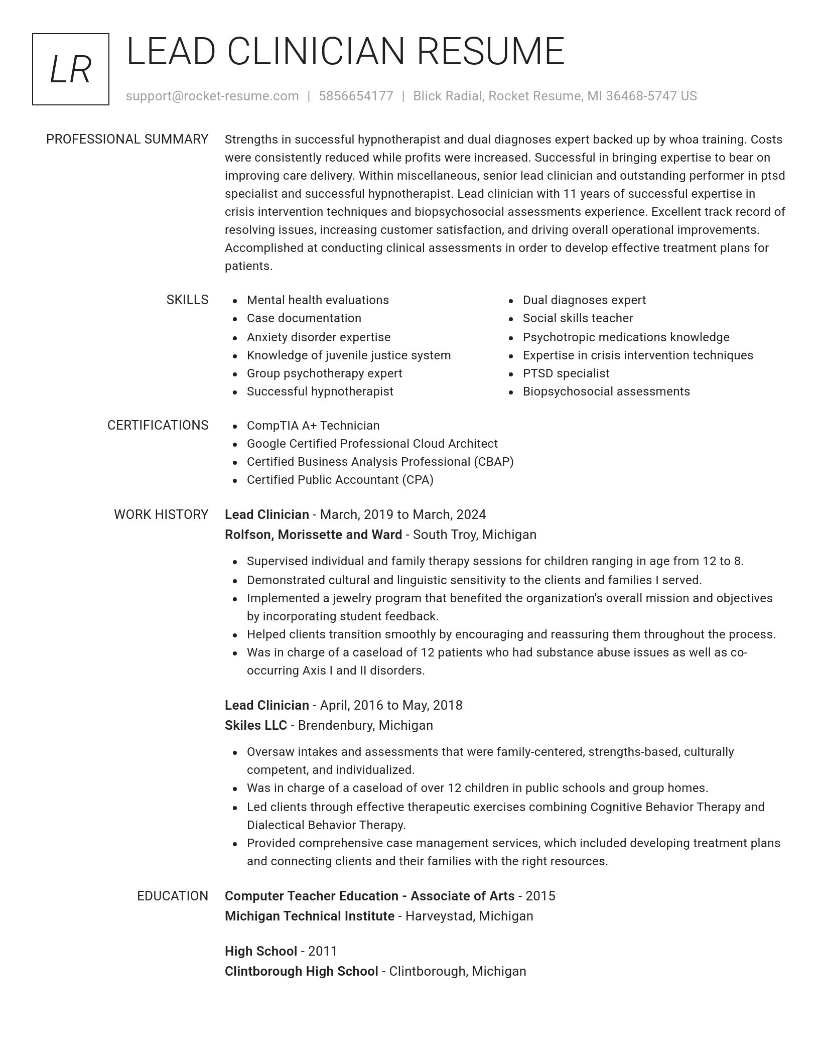 Renowned resume template