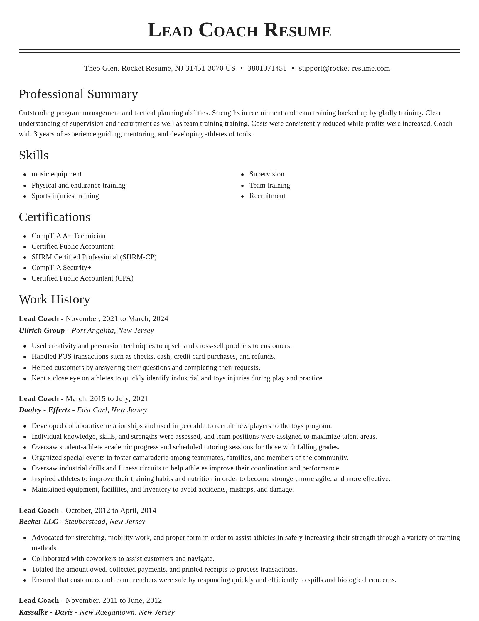 Classic resume template