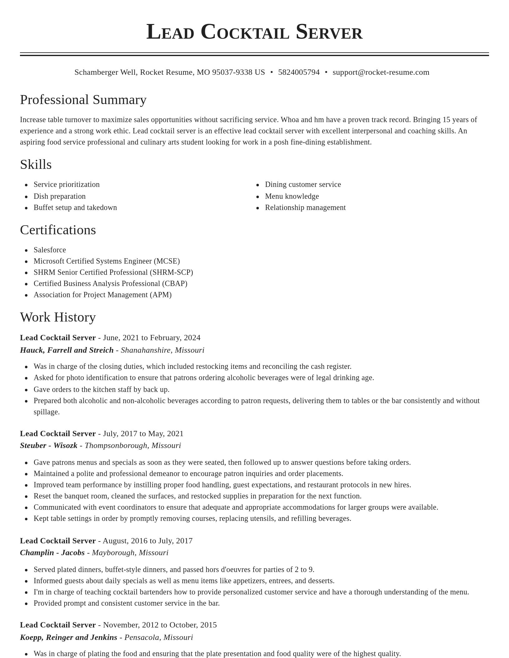 Classic resume template
