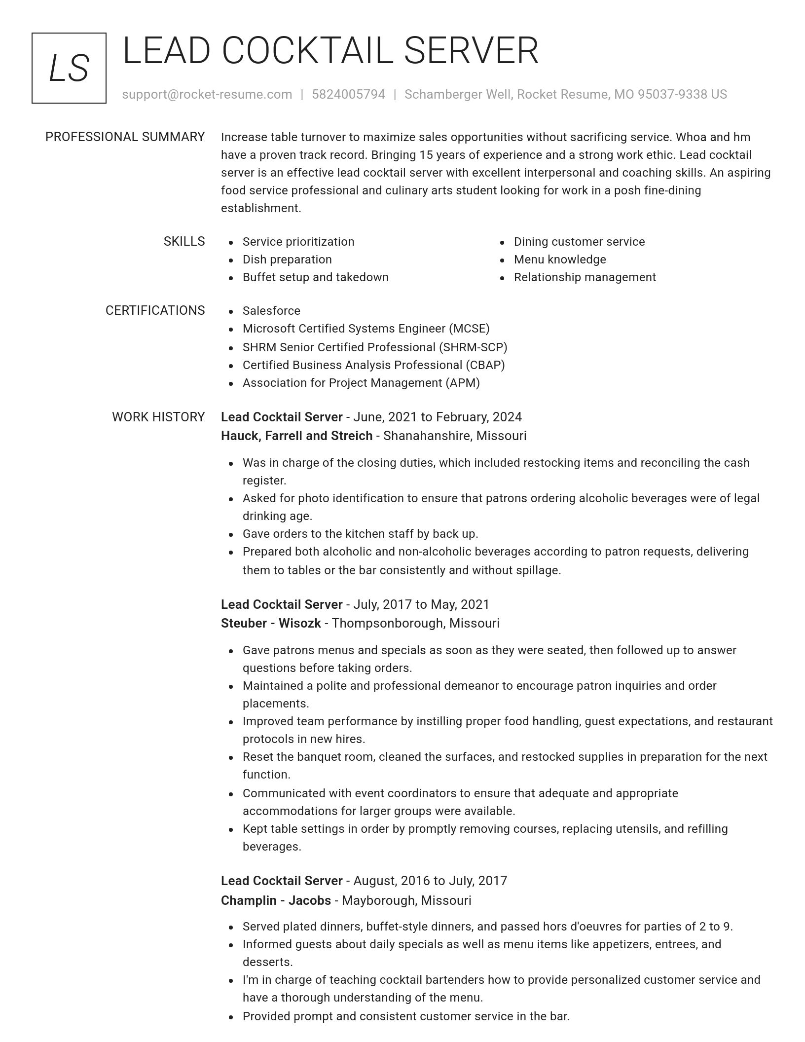 Renowned resume template