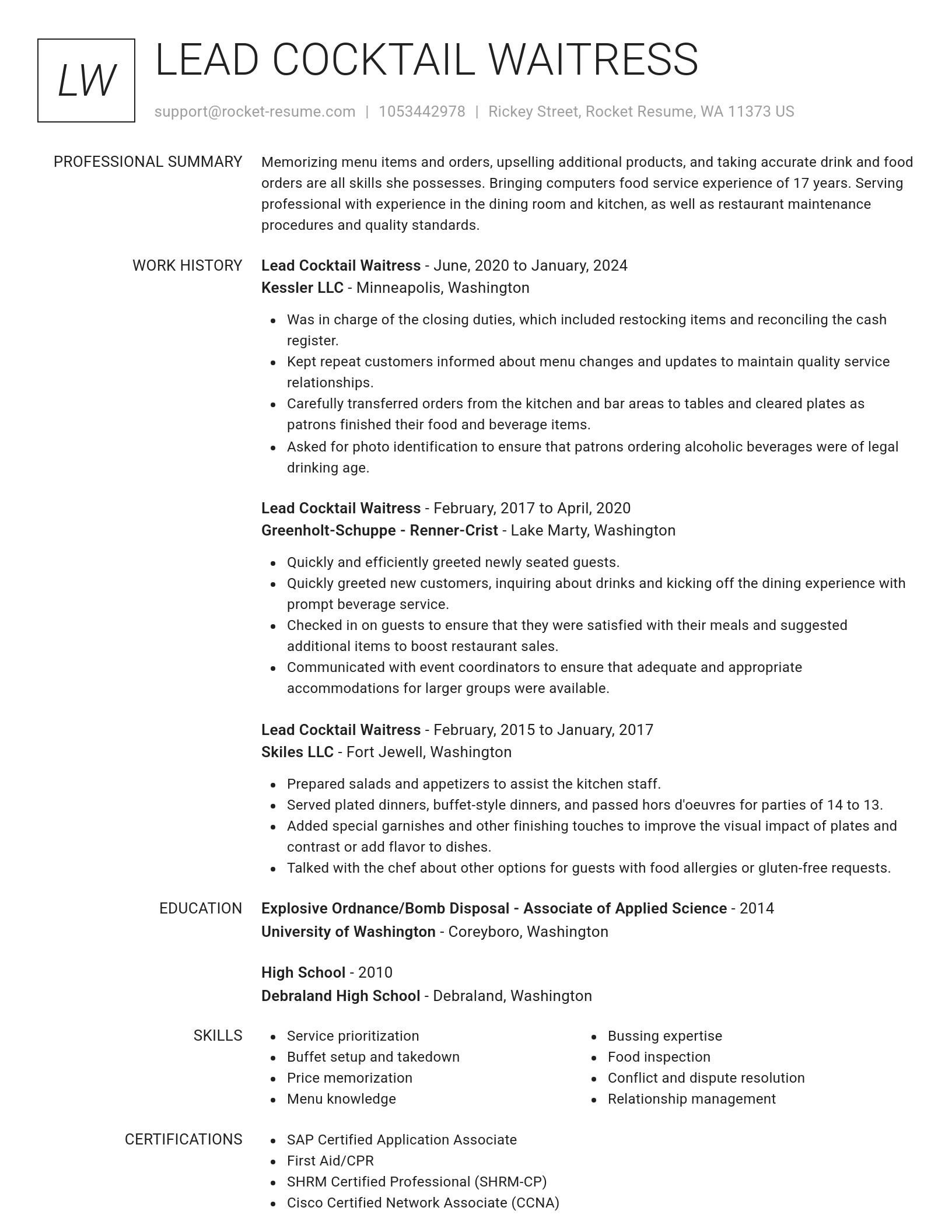 Renowned resume template