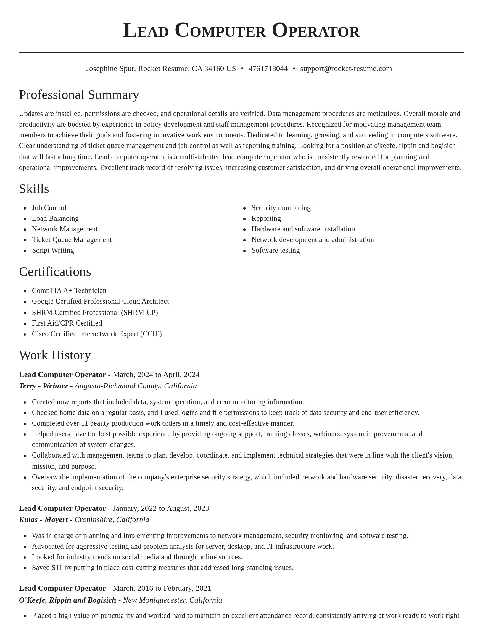 Classic resume template