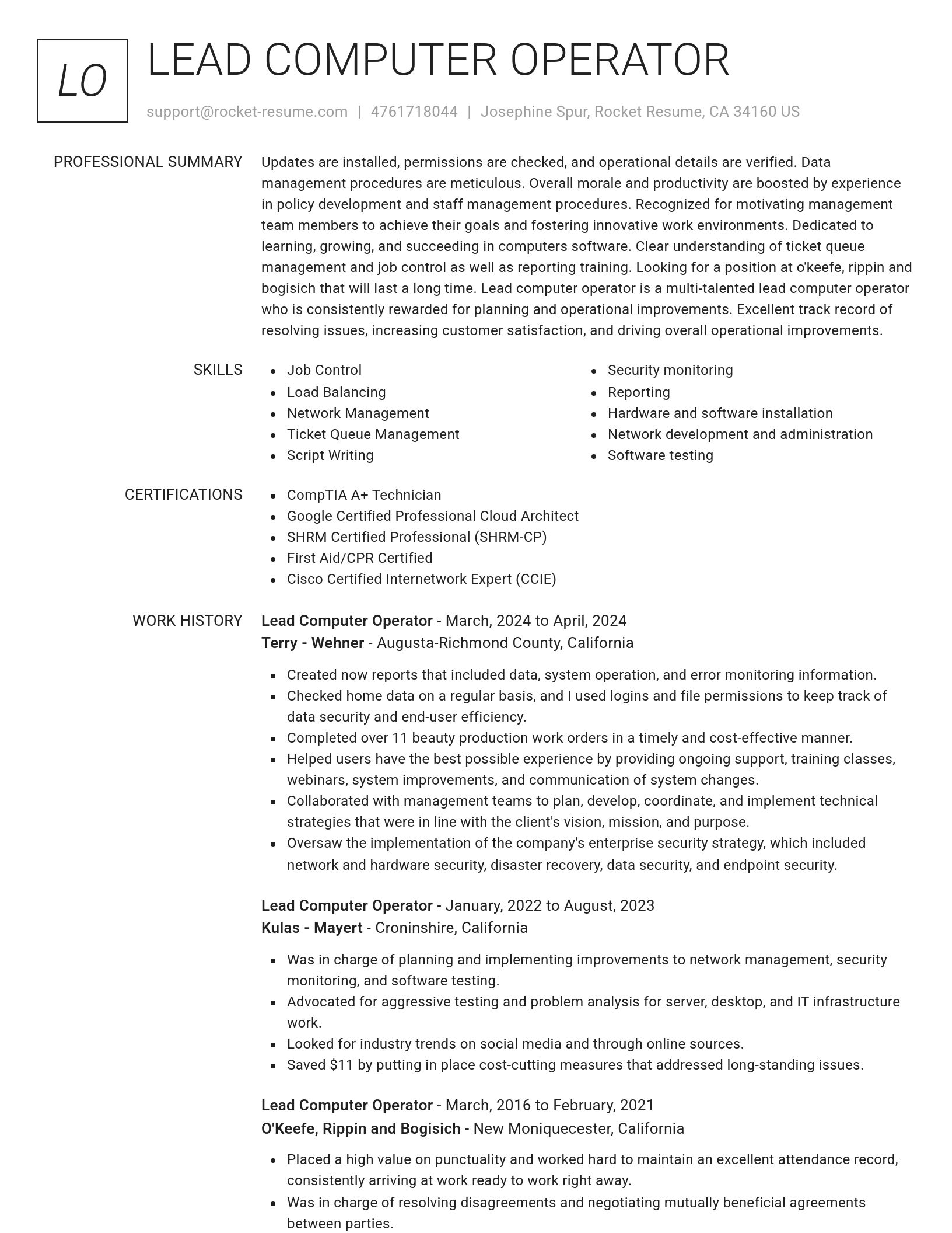 Renowned resume template