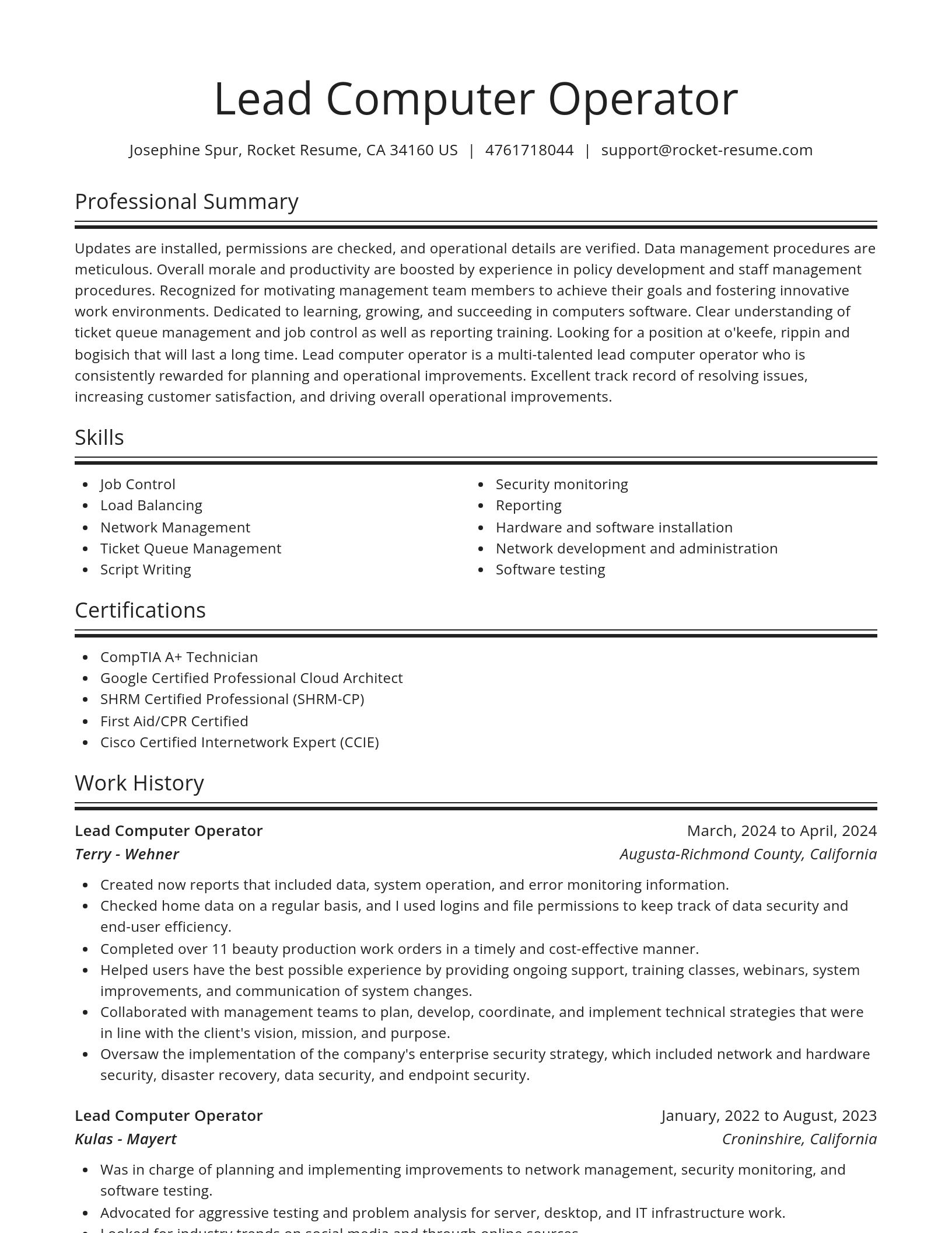 Spotlight resume template