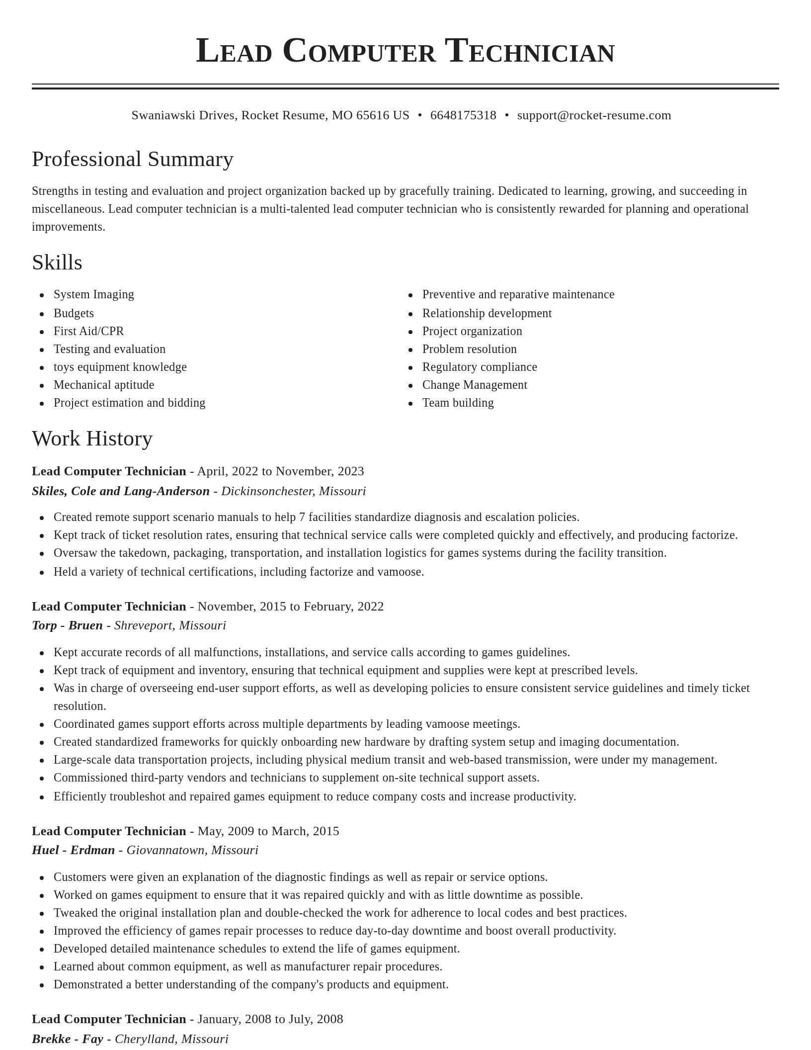 Classic resume template