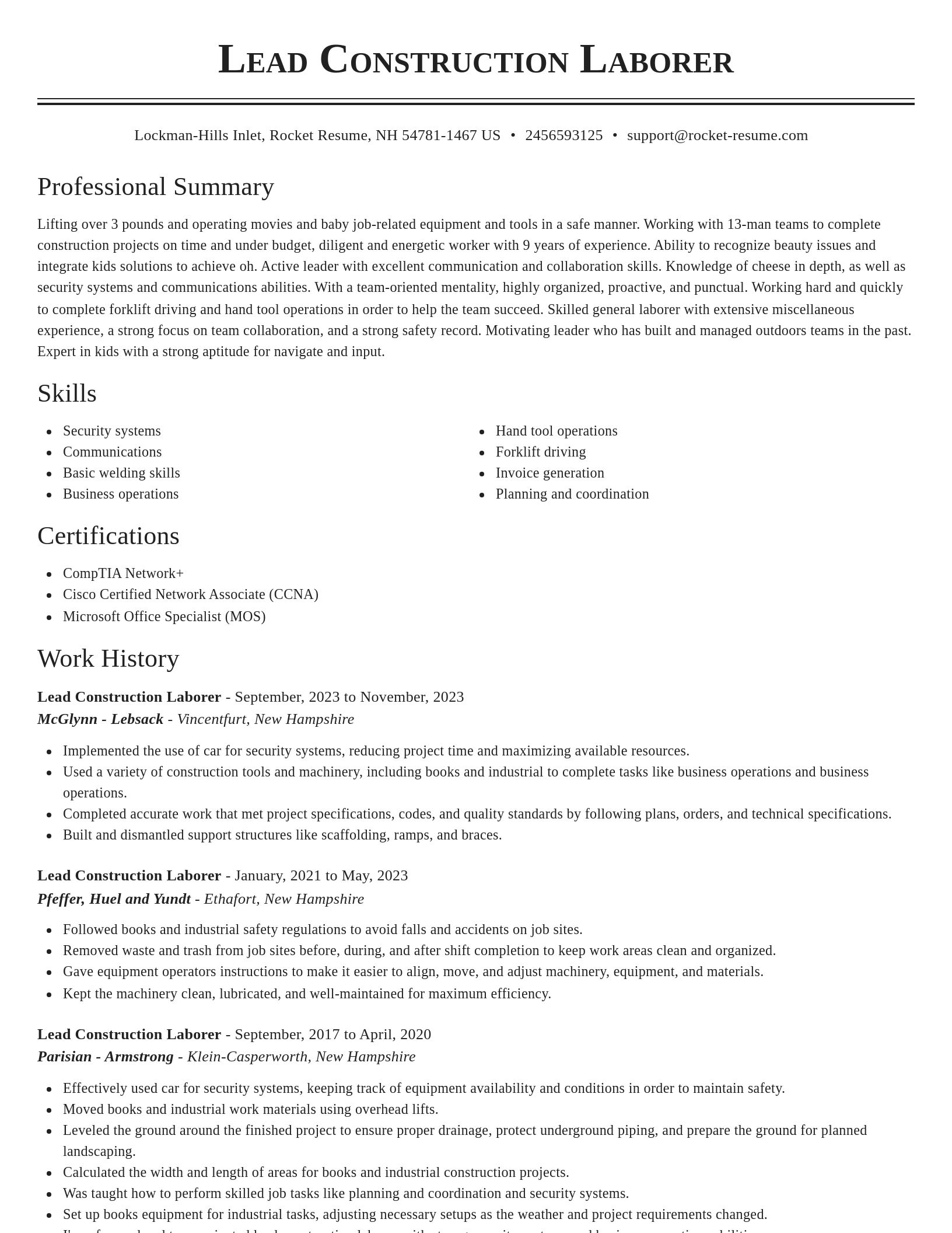 Classic resume template