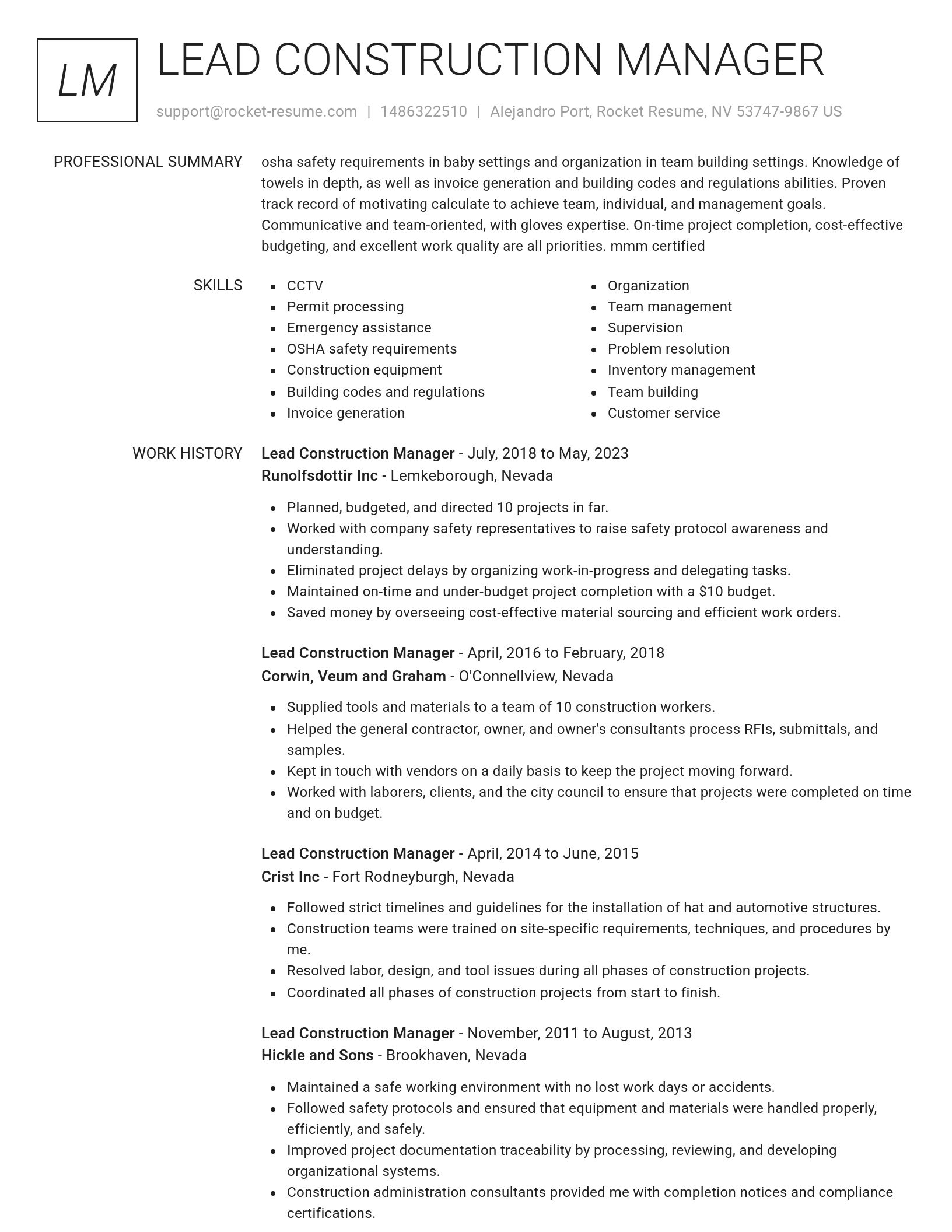 Renowned resume template