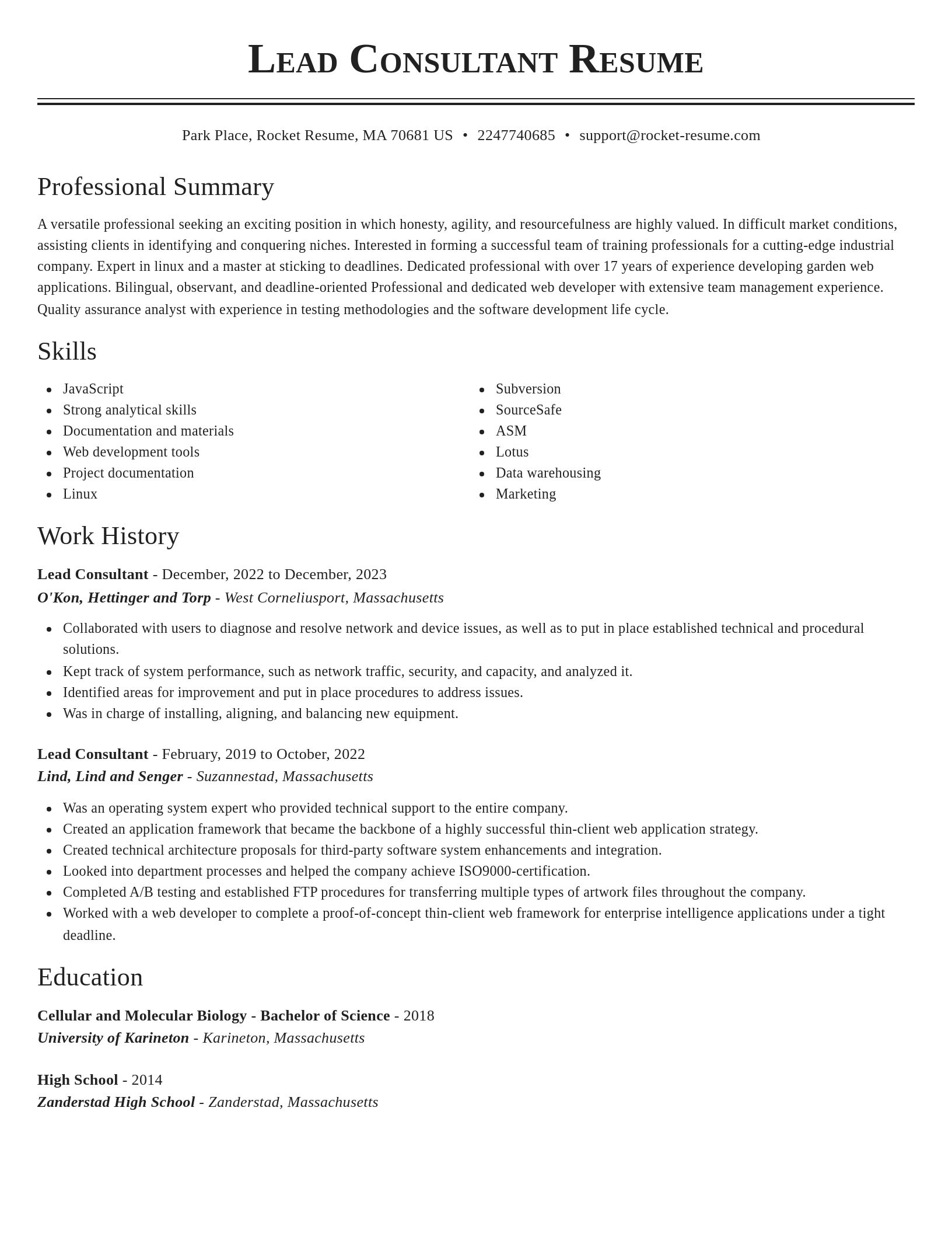 Classic resume template