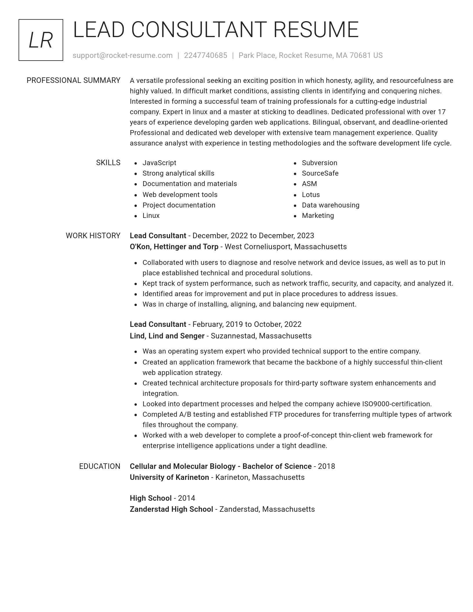 Renowned resume template