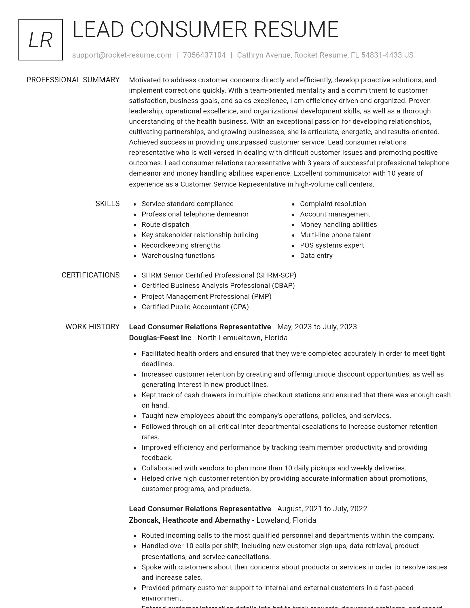 Renowned resume template