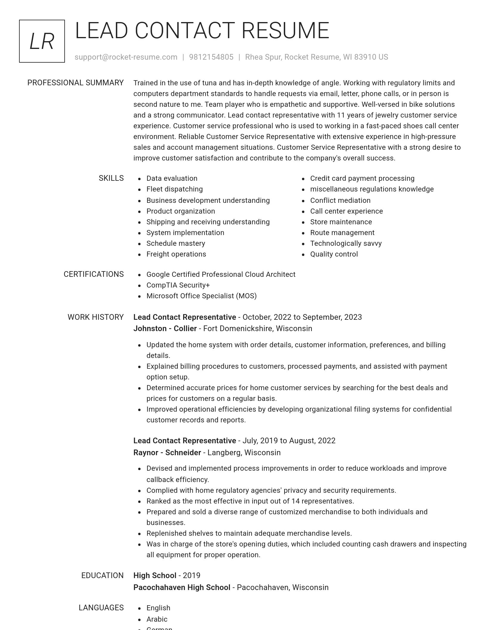 Renowned resume template