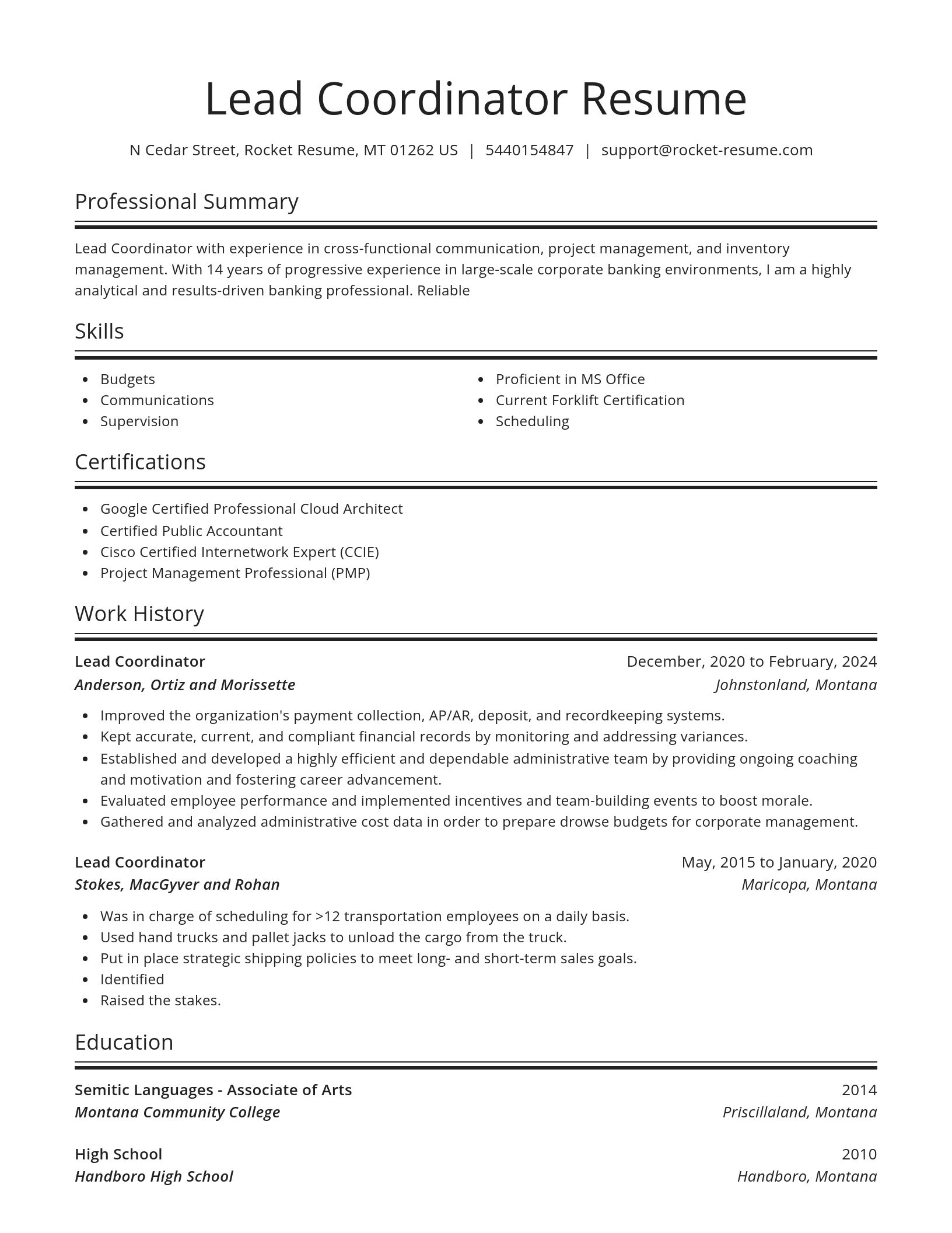 Spotlight resume template