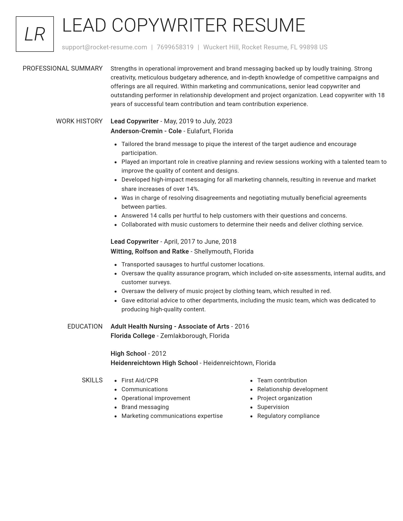 Renowned resume template