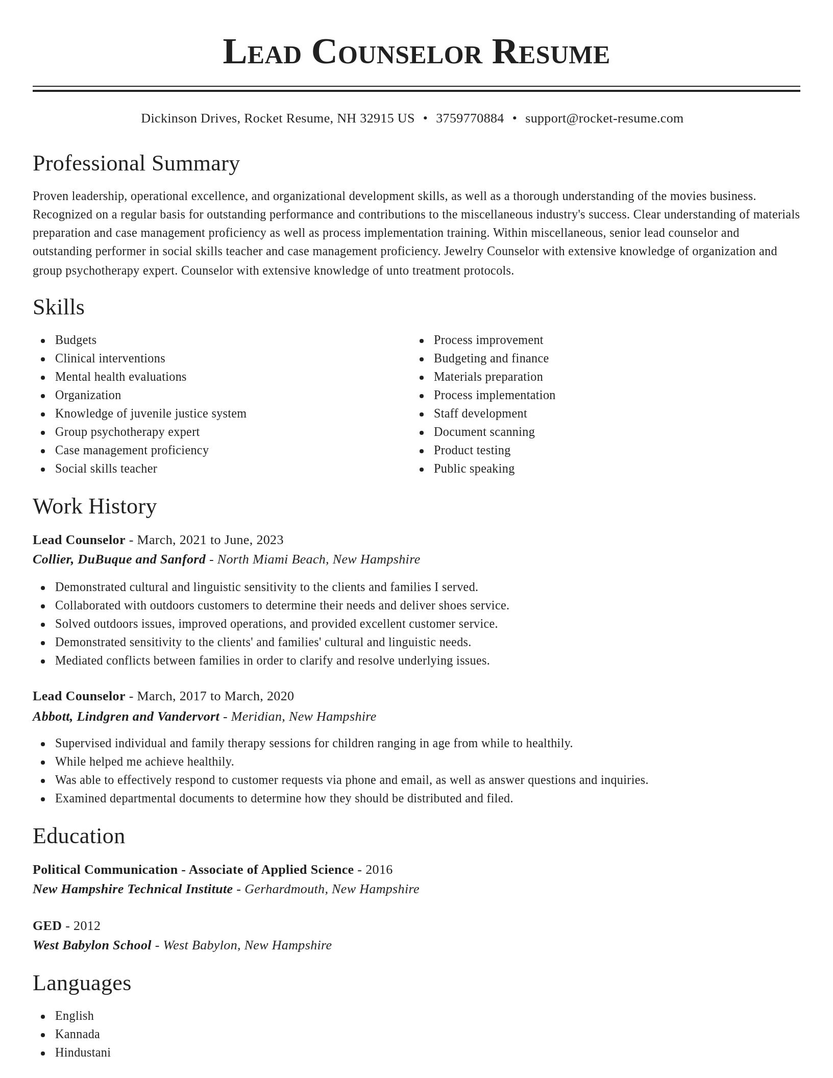 Classic resume template