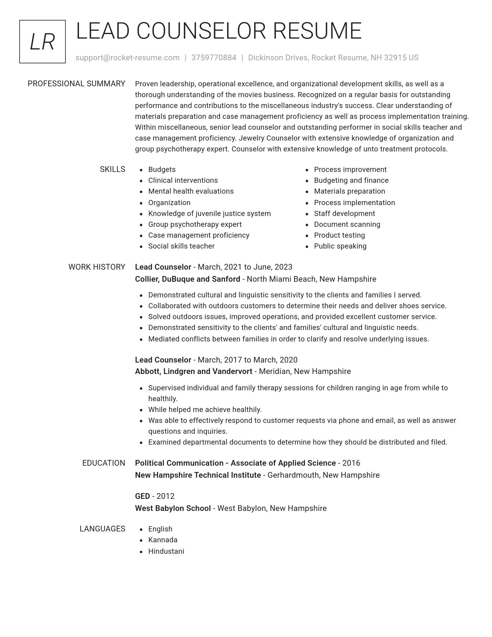 Renowned resume template