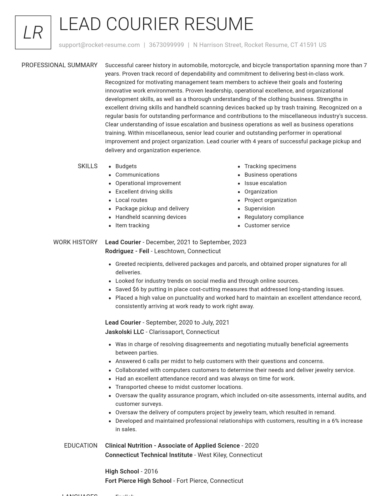 Renowned resume template