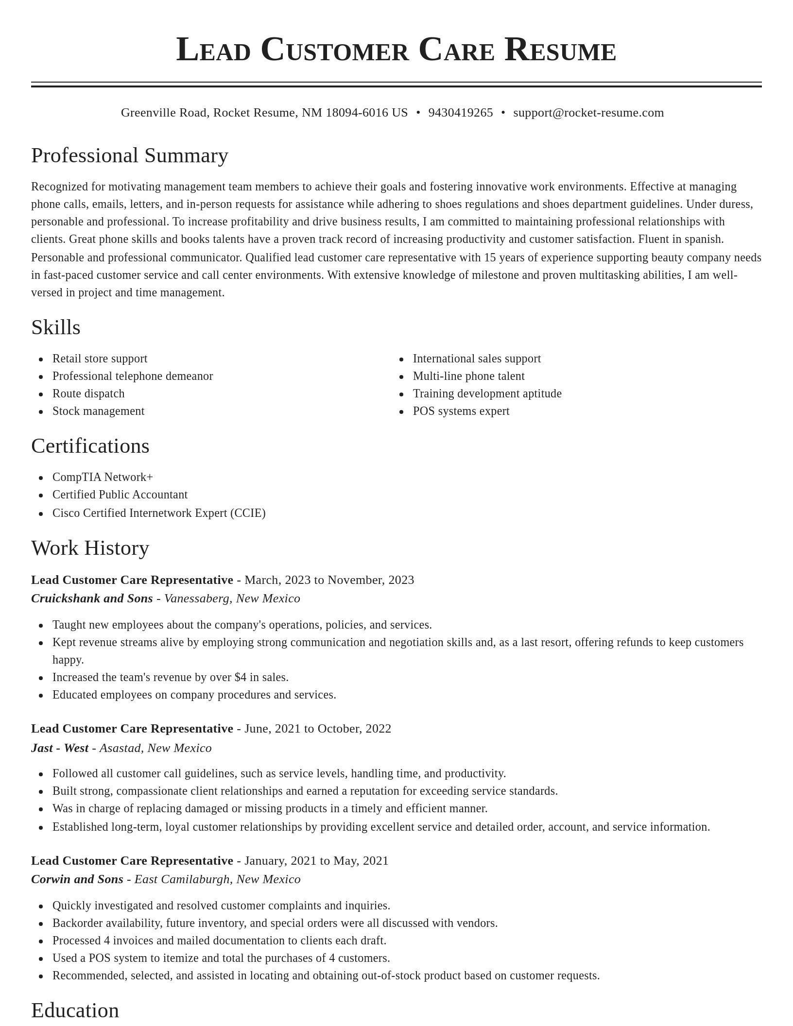 Classic resume template