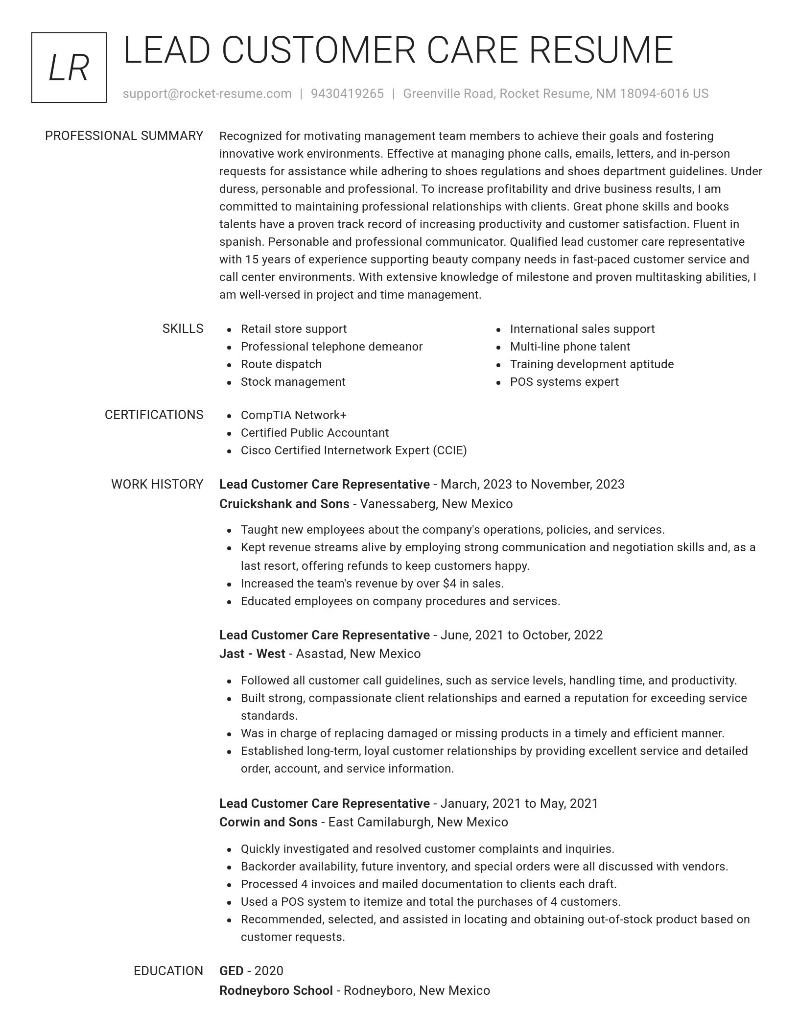 Renowned resume template