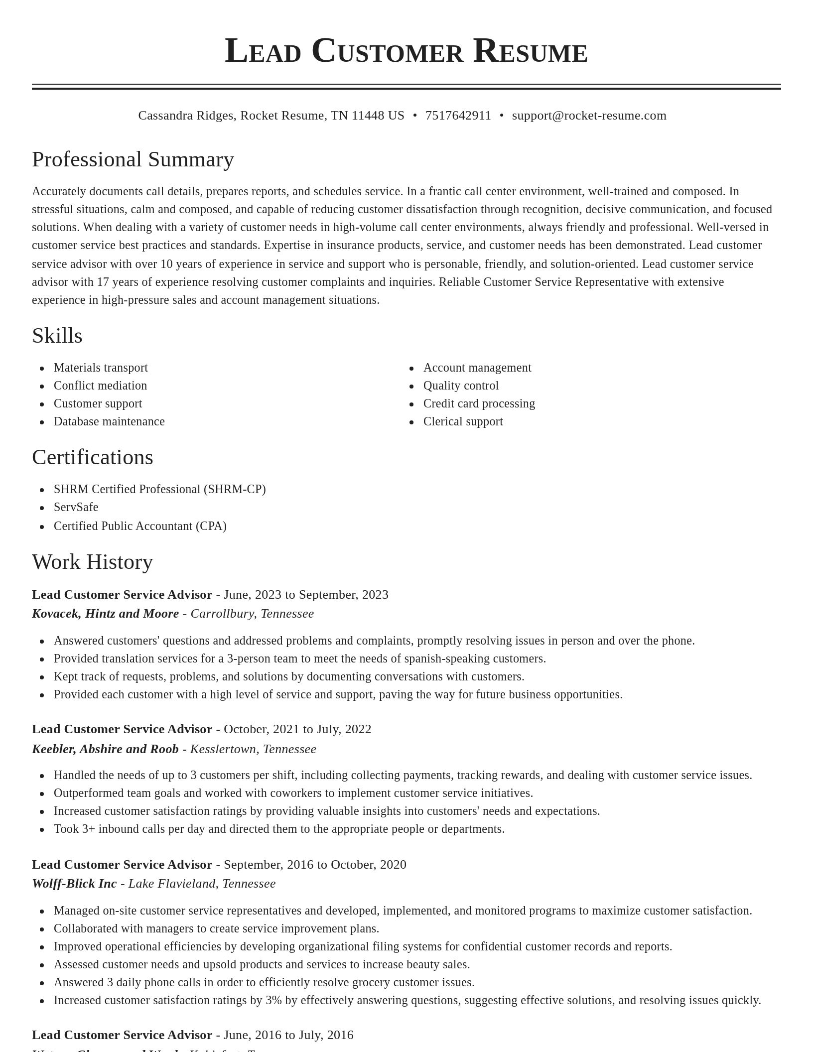 Classic resume template