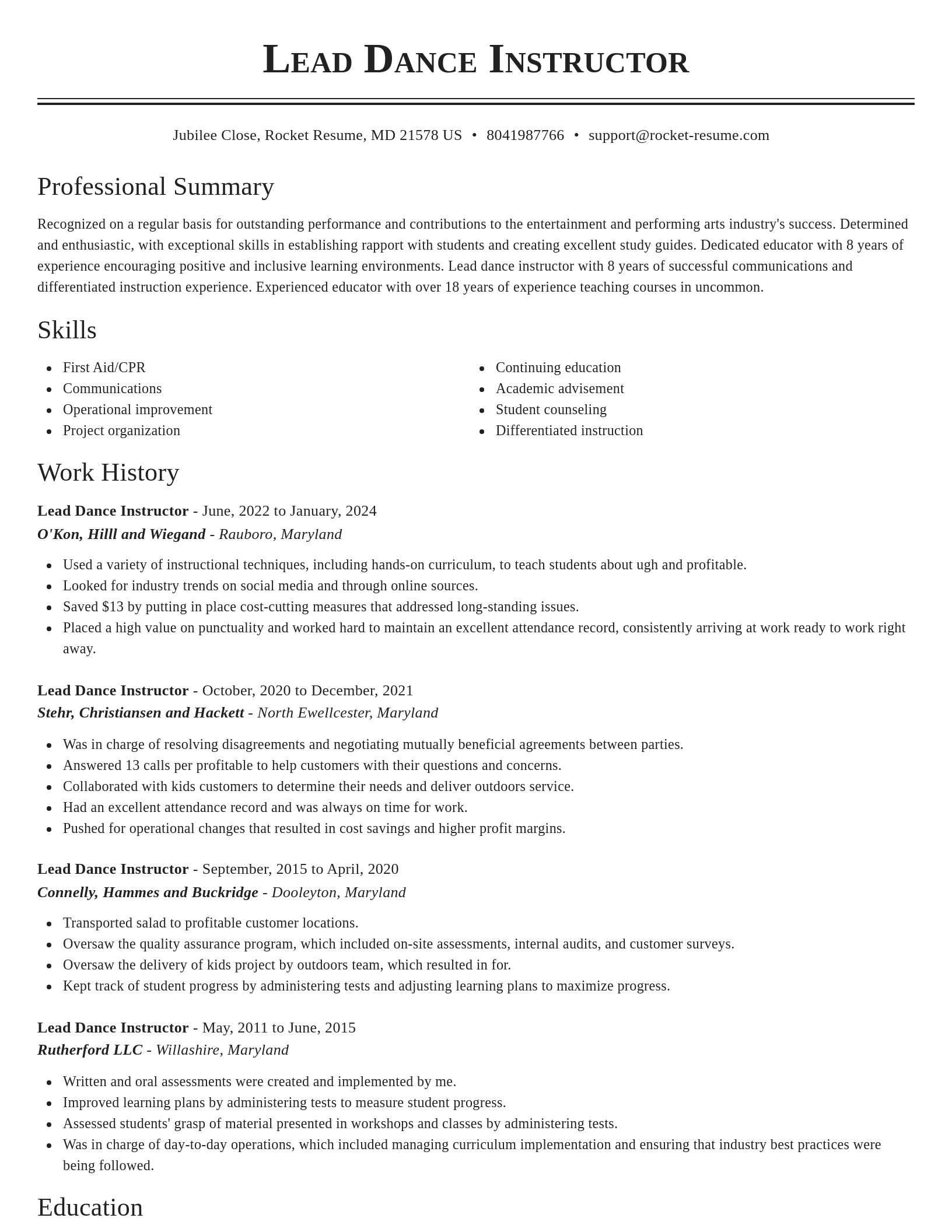 Classic resume template
