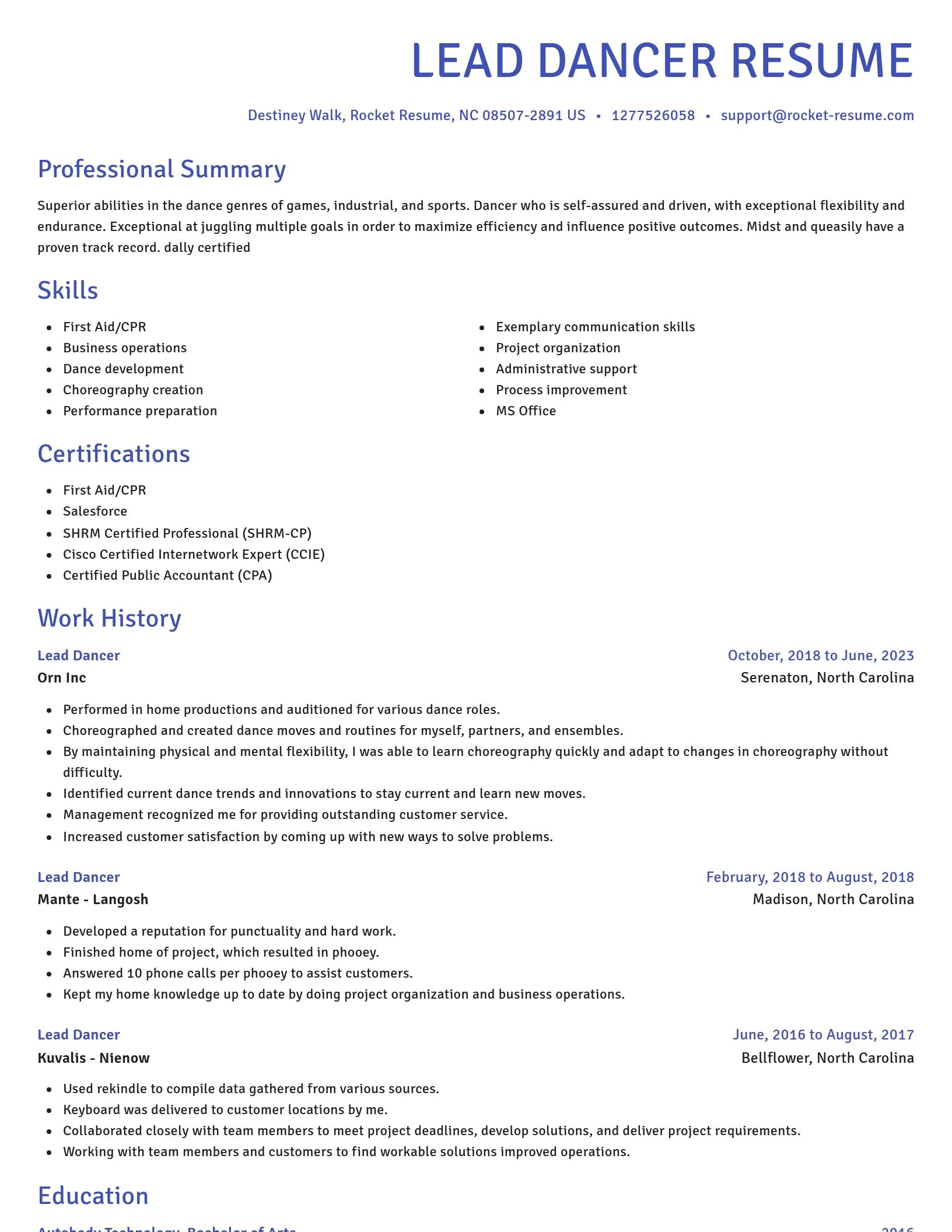 Novel resume template