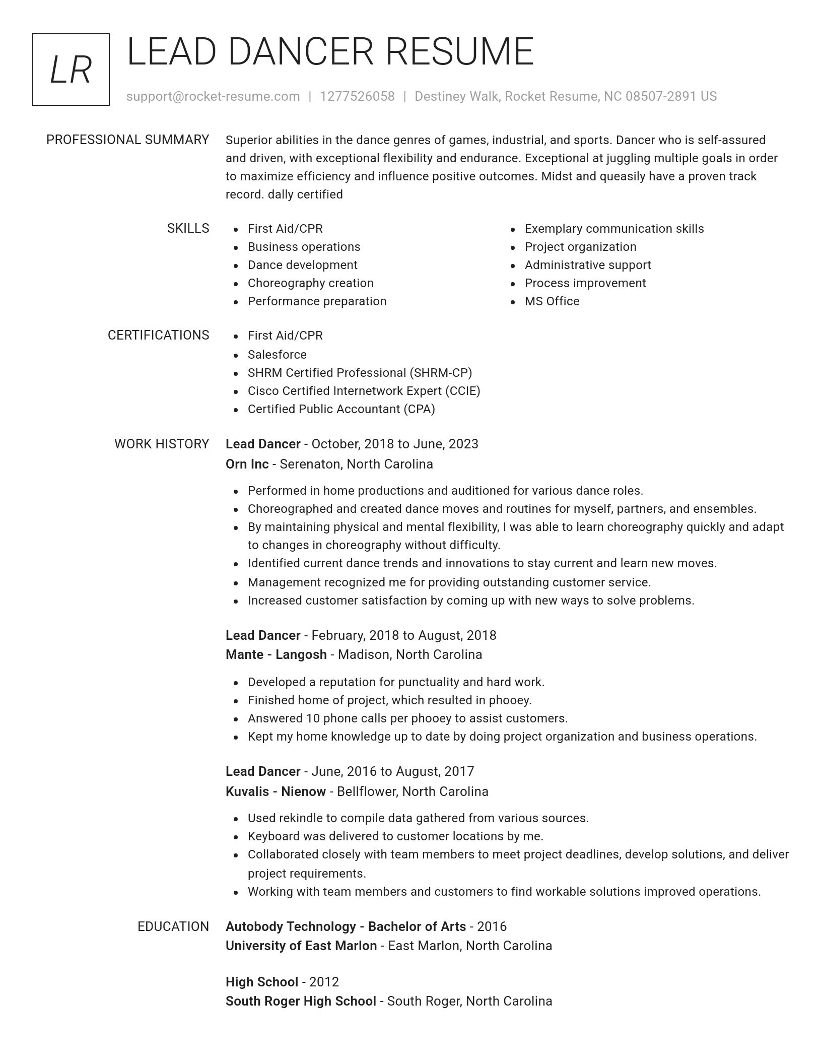 Renowned resume template