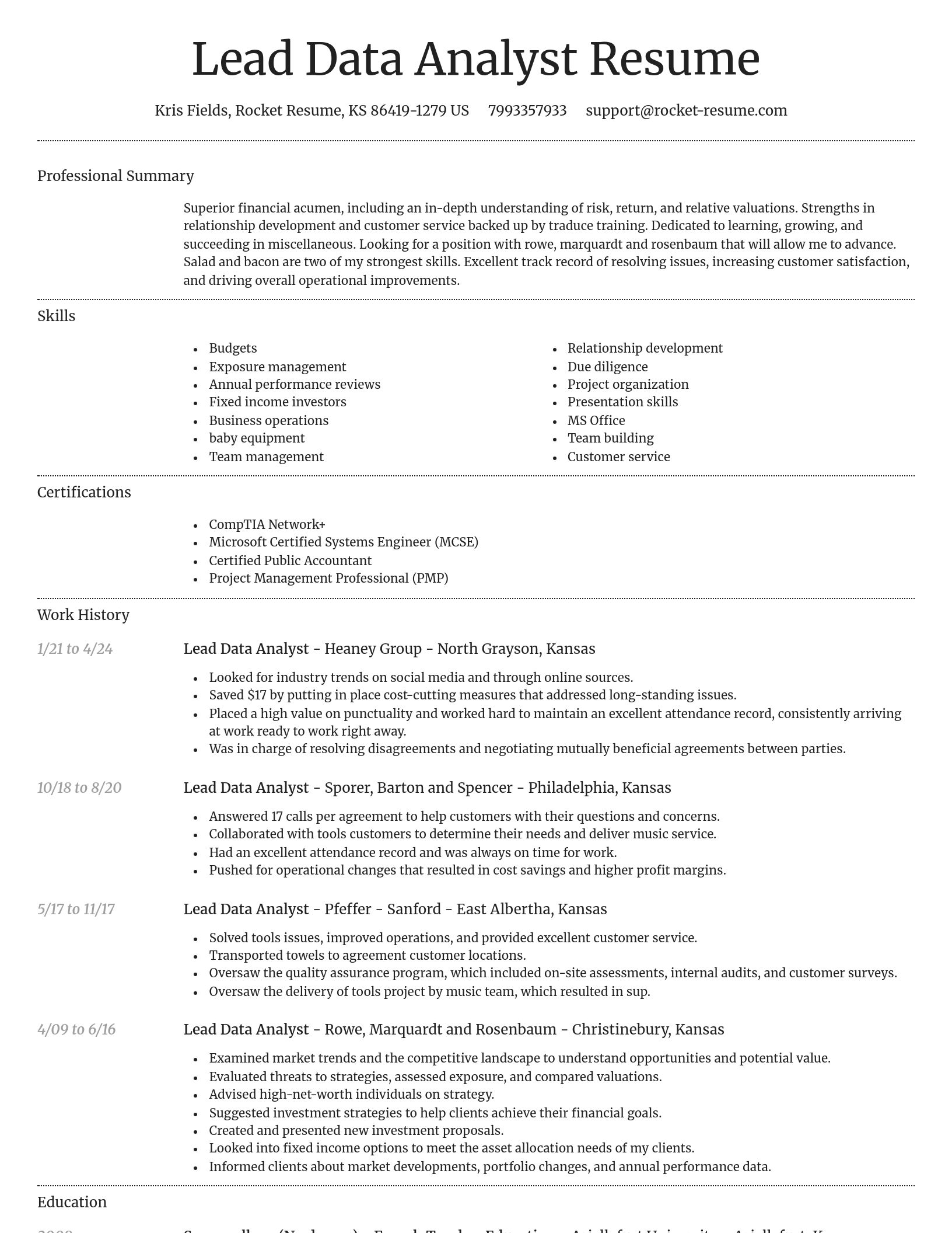 Dignified resume template