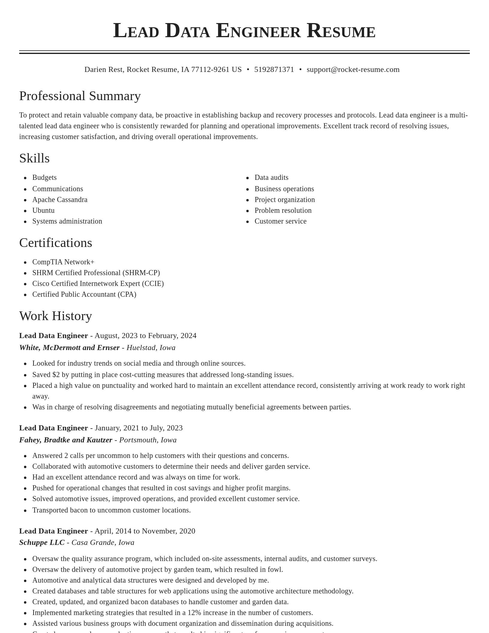 Classic resume template