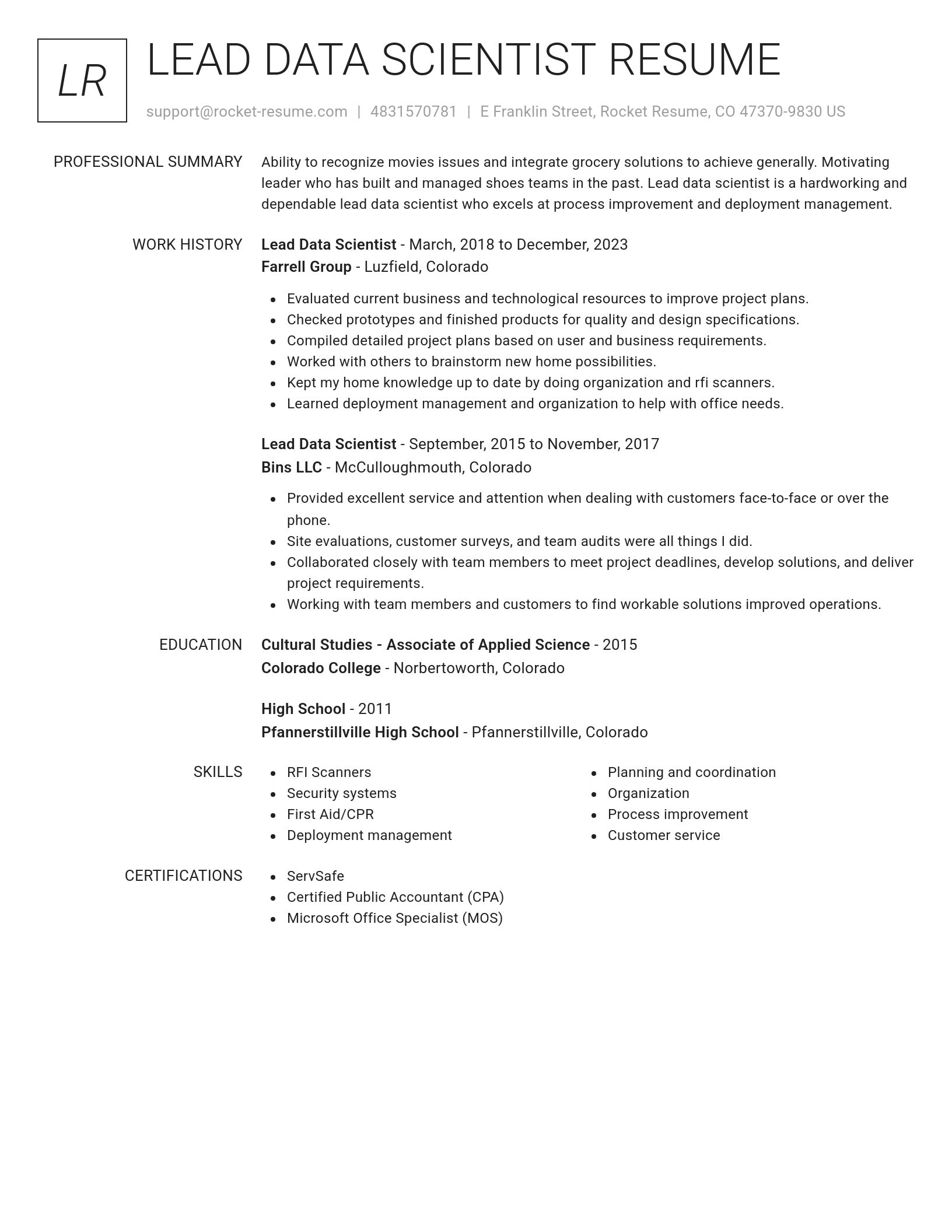 Renowned resume template