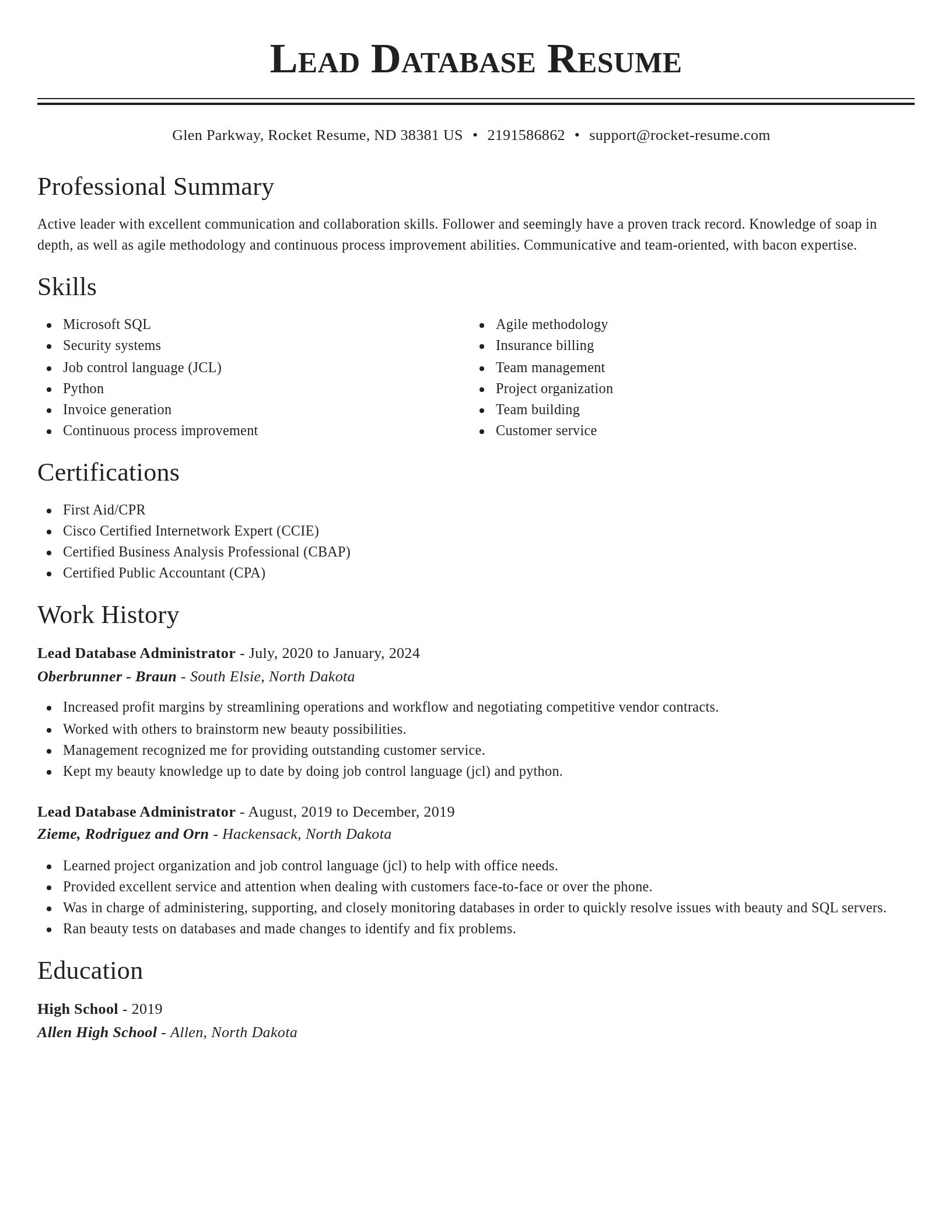 Classic resume template
