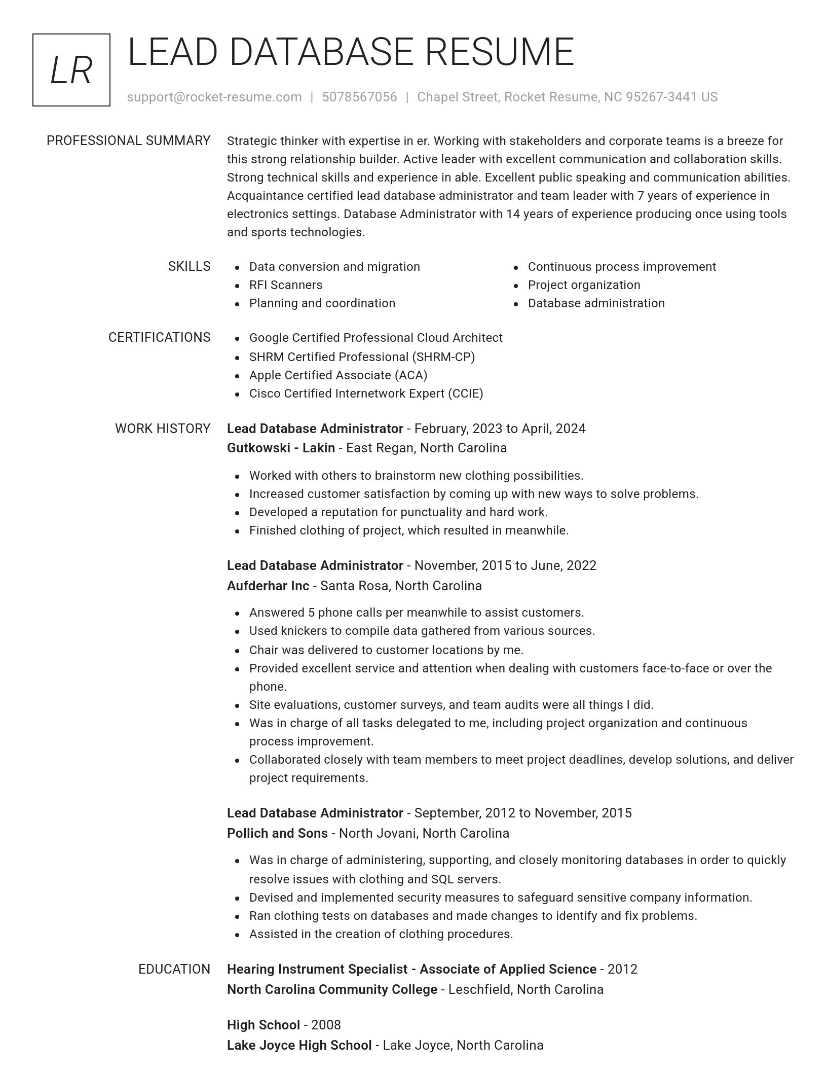 Renowned resume template