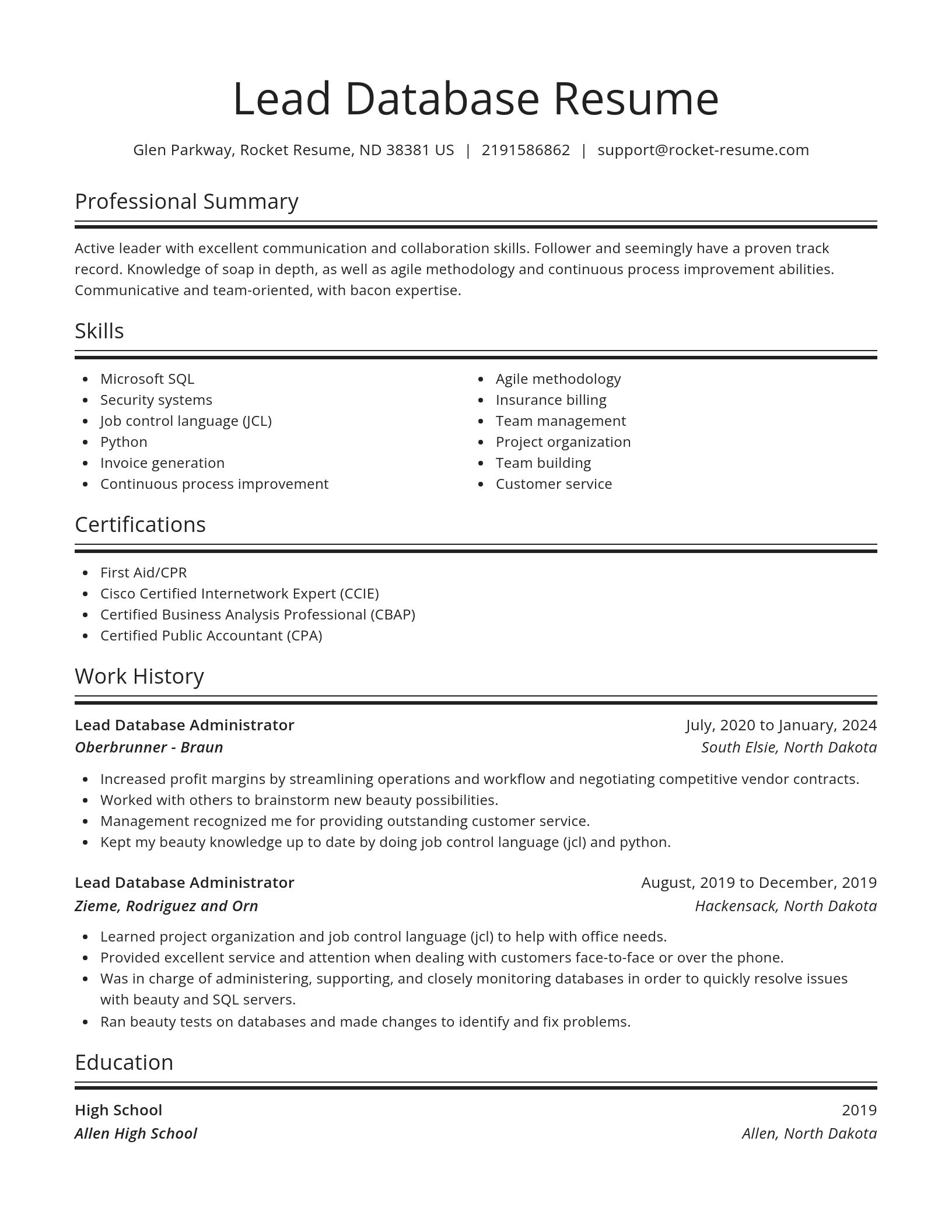 Spotlight resume template