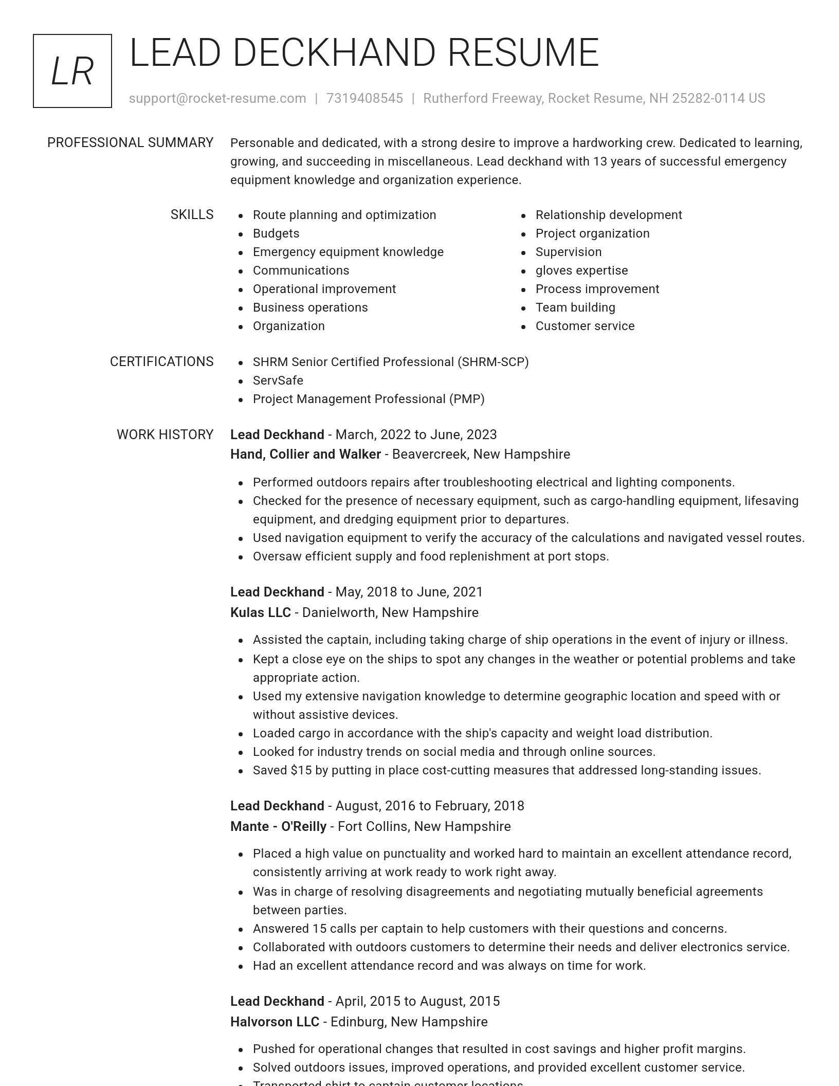 Renowned resume template