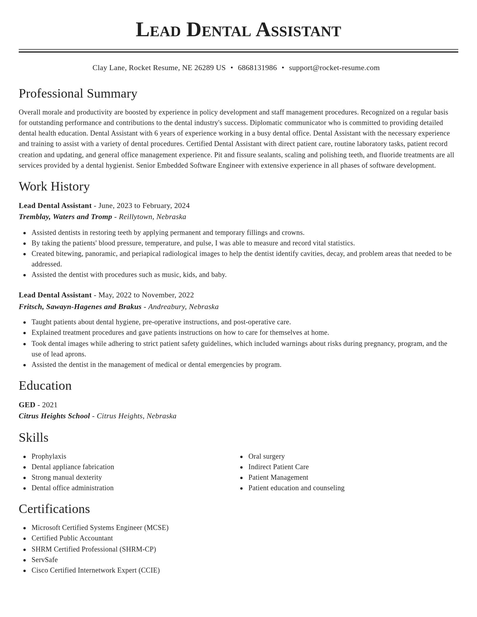 Classic resume template