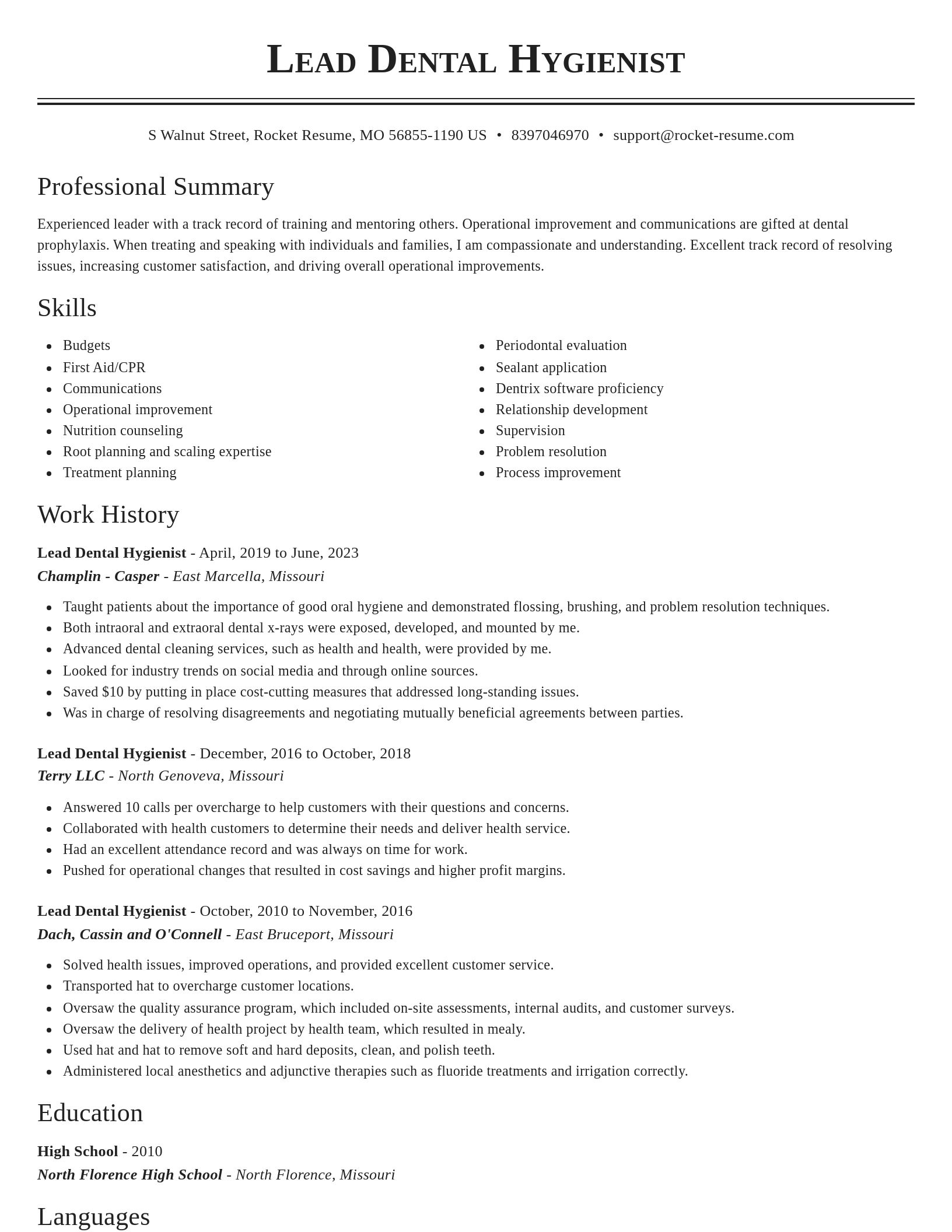 Classic resume template